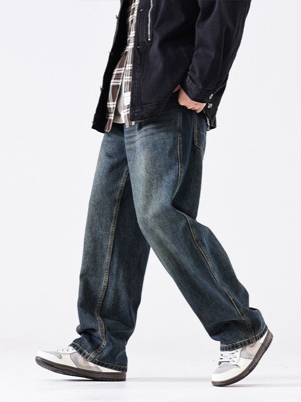 Japanese Brand Men's American Retro Washed Loose Straight Leg Y2K Jeans Size US 32 / EU 48 - 2 Thumbnail