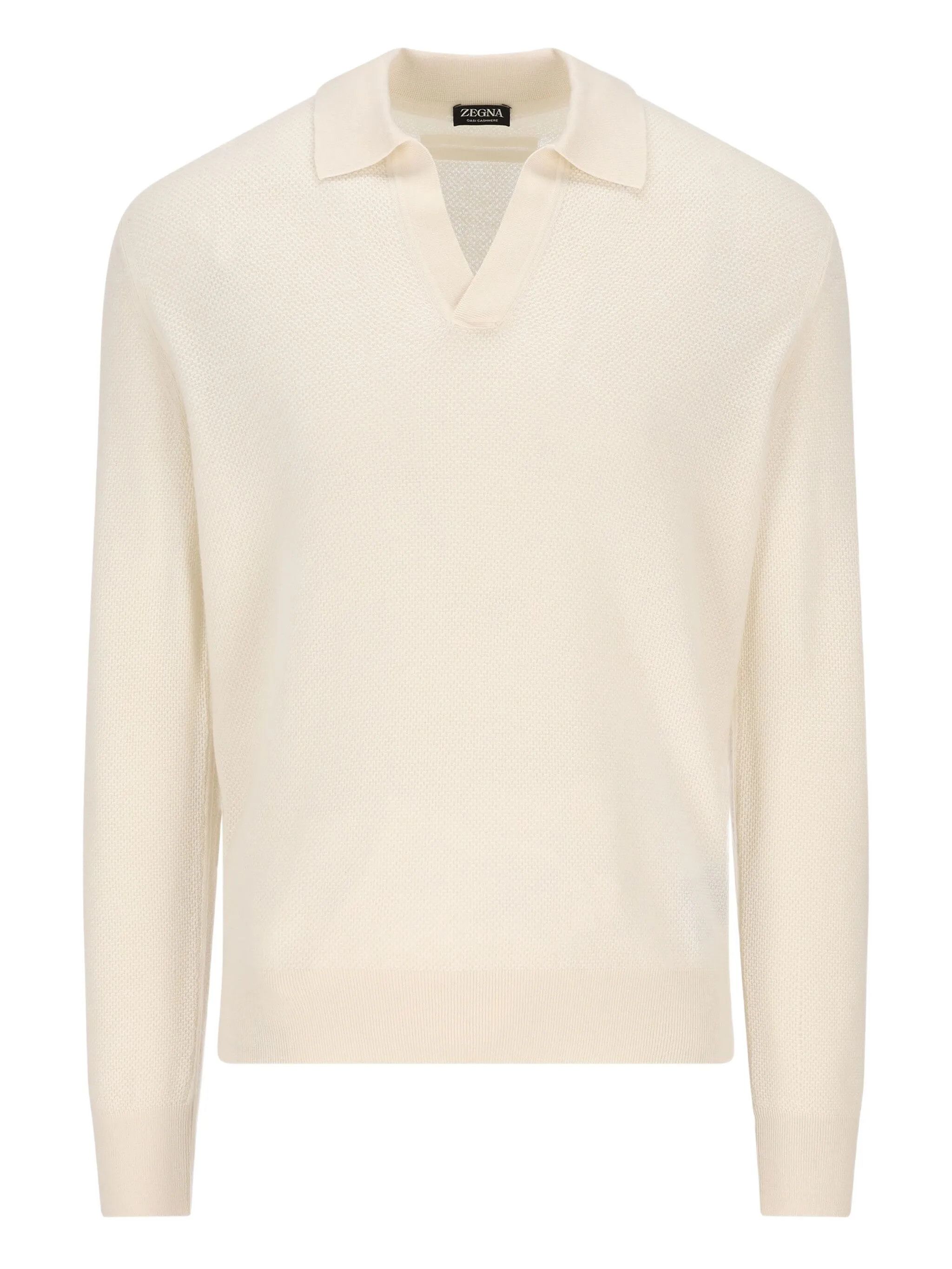 Ermenegildo Zegna o1s1rm1125 Long-sleeve Polo Shirt in White Size US M / EU 48-50 / 2 - 1 Thumbnail