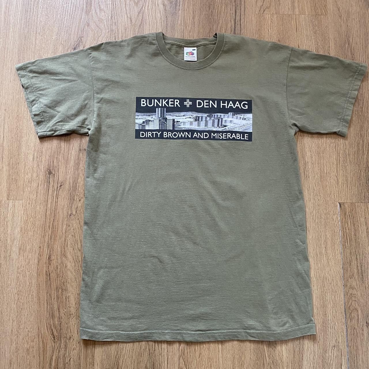 Fruit Of The Loom Khaki green vintage 90s Bunker + Den Haag Rock Rap hip hop Size US M / EU 48-50 / 2 - 1 Thumbnail