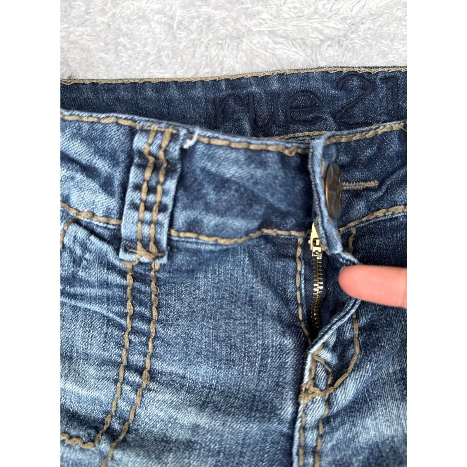 Vintage Rue21 Jeans Juniors 32x23 Blue Denim Crop Straight Leg Distressed Low Cotton Size 28" / US 6 / IT 42 - 5 Thumbnail