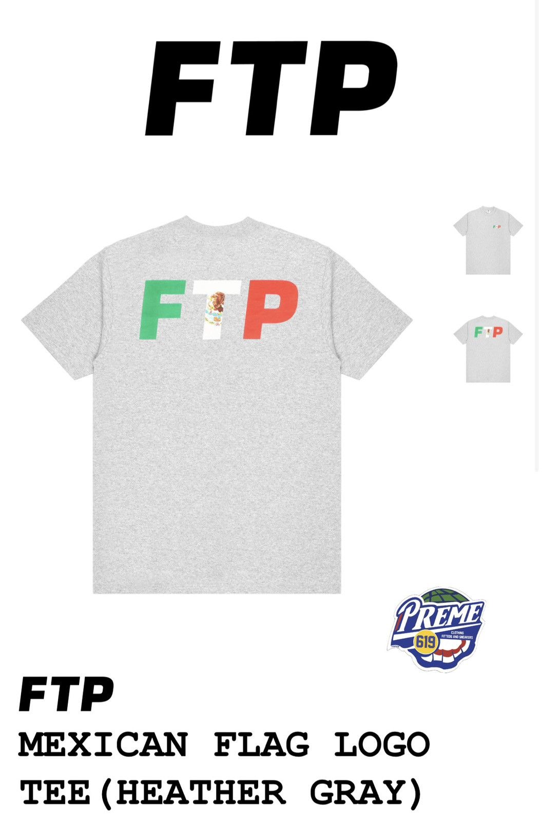 Fuck The Population FTP Mexico flag logo tee ( L, heather gray) Size US L / EU 52-54 / 3 - 3 Thumbnail