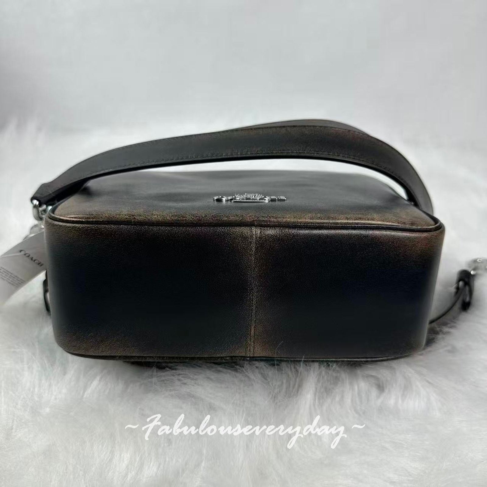 Coach Coach Carey Crossbody Bag Loved Leather Silver/Black Brown Size ONE SIZE - 6 Thumbnail