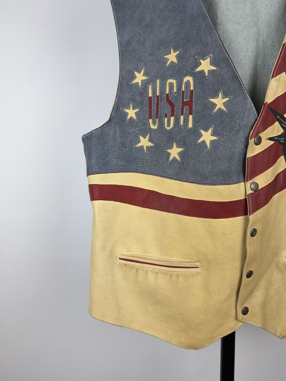 Cowboy Equipment × Vintage Vintage 90s Made in USA Shooter Leather Cowboy rare Vest Size US S / EU 44-46 / 1 - 3 Thumbnail