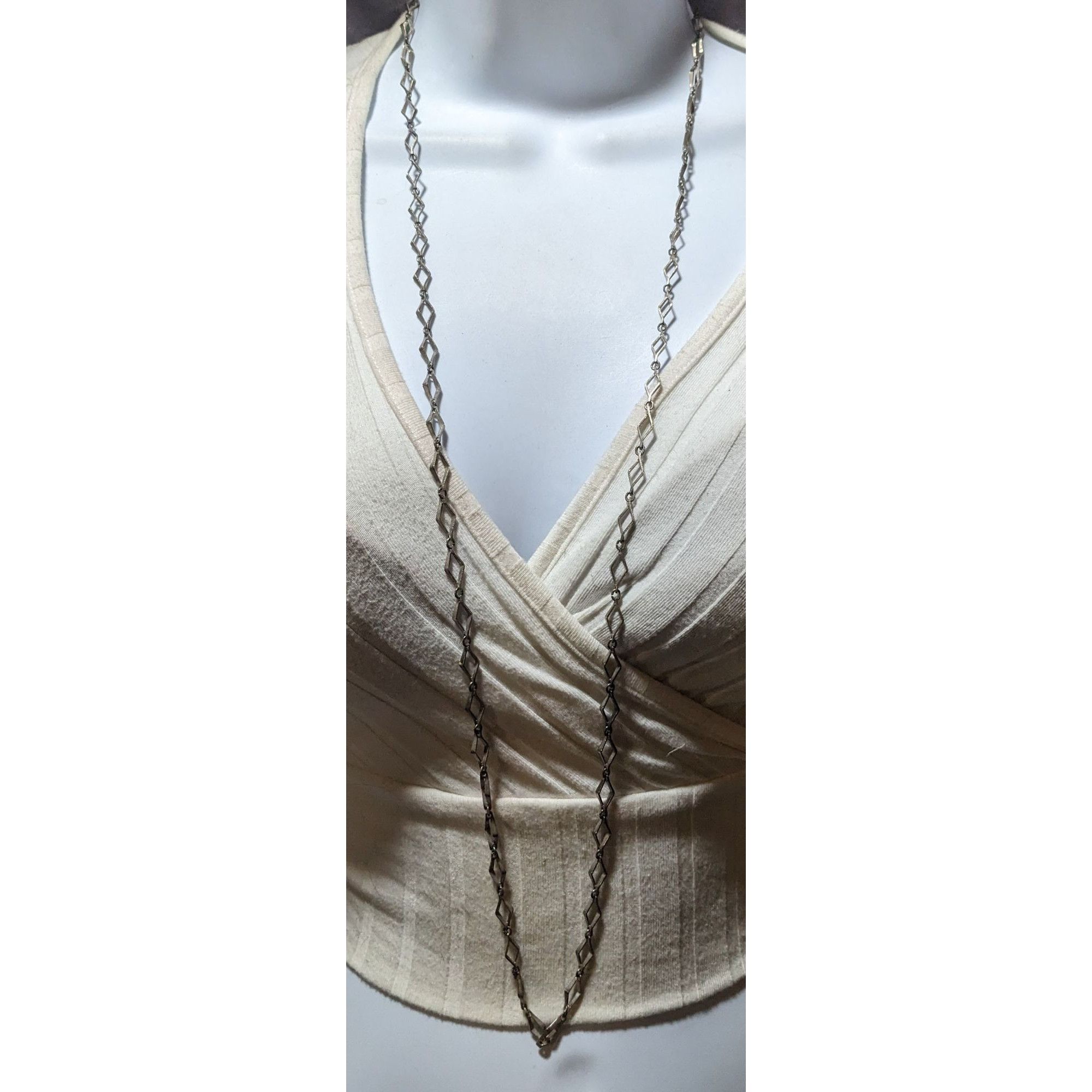 Other Vintage Silver Diamond Link Chain Necklace Size ONE SIZE - 5 Thumbnail