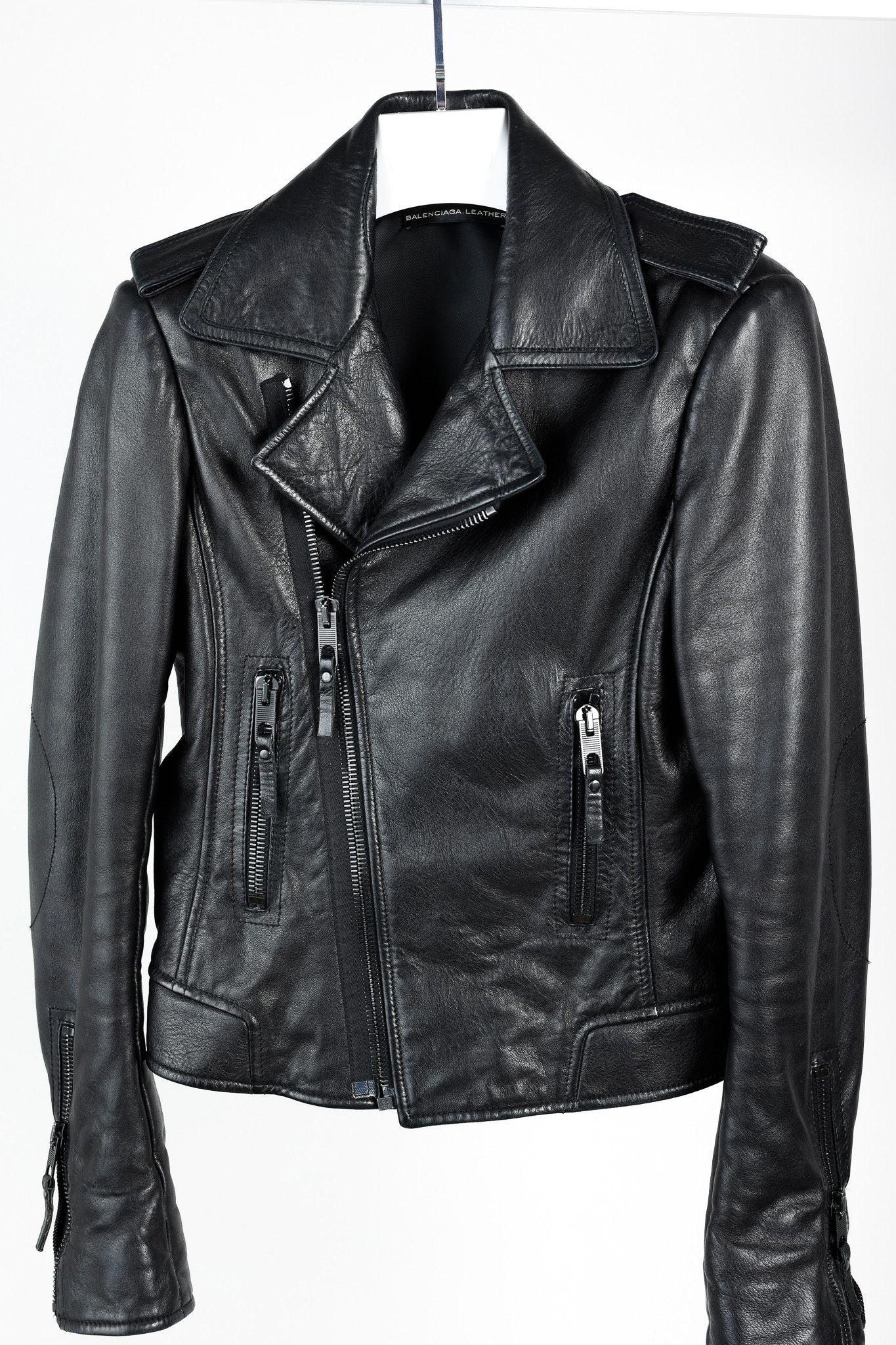 Acne Studios Balenciaga Black Lambskin-Leather Moto Jacket Size M / US 6-8 / IT 42-44 - 3 Thumbnail