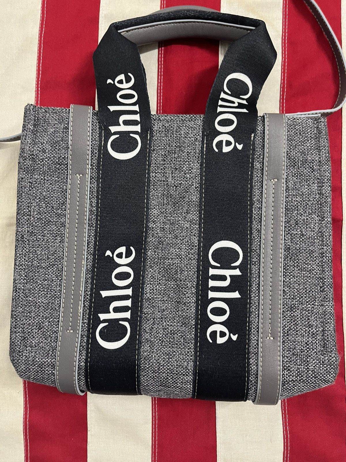 Chloe Chloe Black Webbing woody tote bag small Size ONE SIZE - 3 Thumbnail