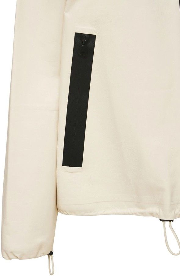Bottega Veneta o1y0725 Leather Hooded Jacket in Cream Size XL / US 12-14 / IT 48-50 - 3 Thumbnail
