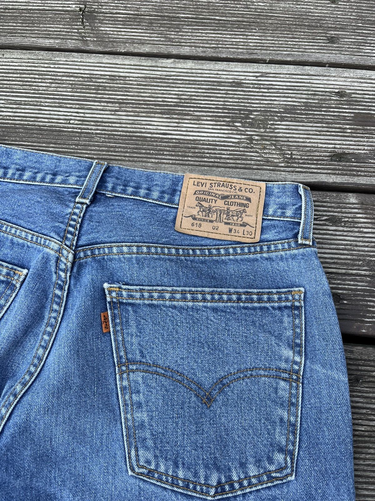 Levi's Vintage 90s Levis 618 34x30 Orange Tab Jeans Blue Pants @250 Size US 34 / EU 50 - 3 Thumbnail