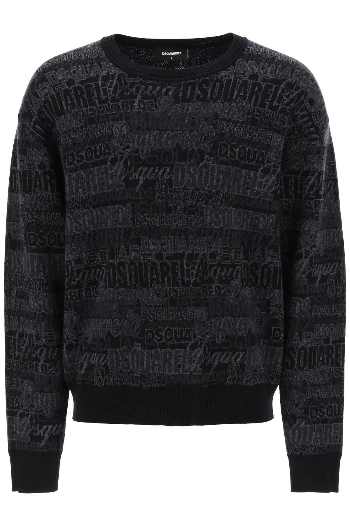 image of Dsquared2 O1S22I1N0224 Logo Lettering Motif Wool Sweater In Grey, Men's (Size Medium)