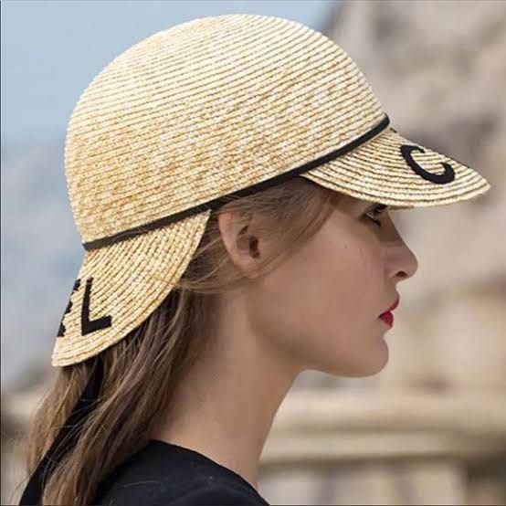 Chanel Chanel 19S Runway CHA-NEL Straw Leather Double Visor Hat Size ONE SIZE - 8 Thumbnail