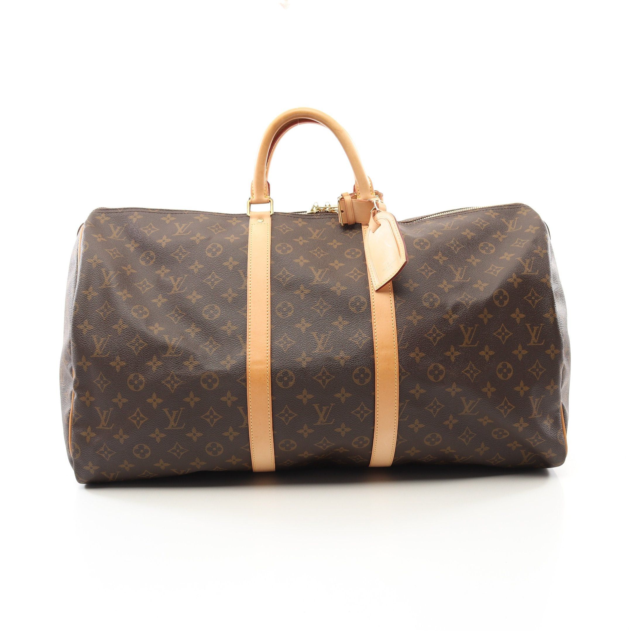 Louis Vuitton Louis Vuitton Keepall 55 Monogram Boston Bag Leather Brown Size ONE SIZE - 1 Thumbnail