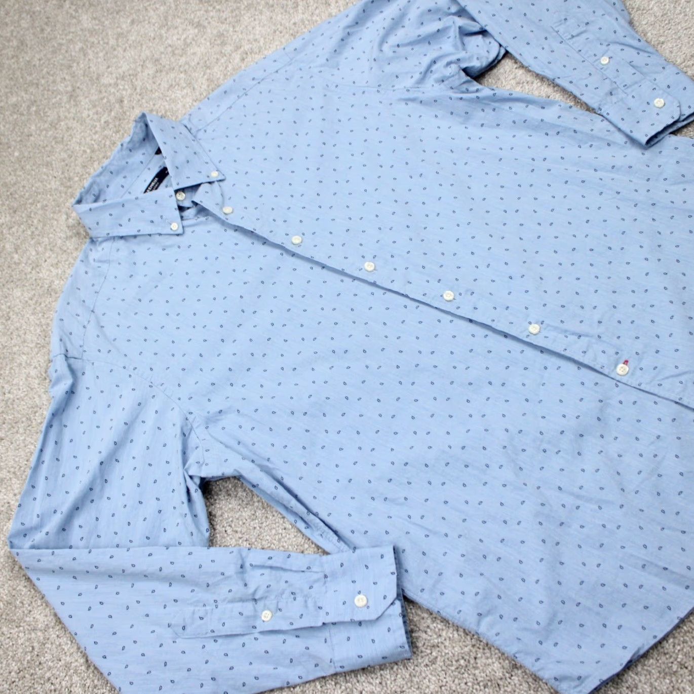 Cremieux Cremieux Classics Shirt Mens Large Blue Geometric AOP All Over Print Cotton L/S Size US L / EU 52-54 / 3 - 7 Thumbnail