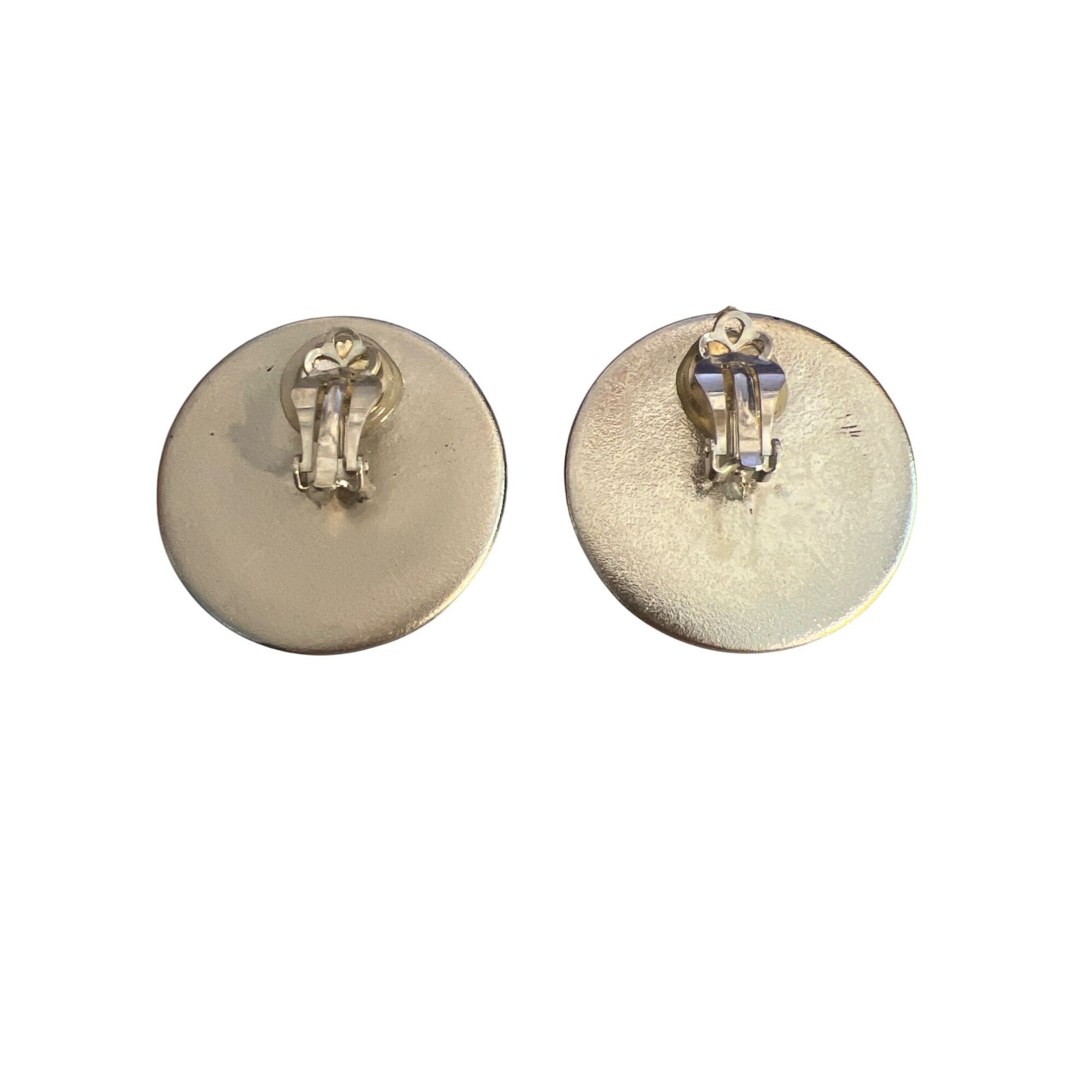 Other Vintage Large Silver Tone Clip On Earrings Clear Cabochon 1. Size ONE SIZE - 4 Thumbnail