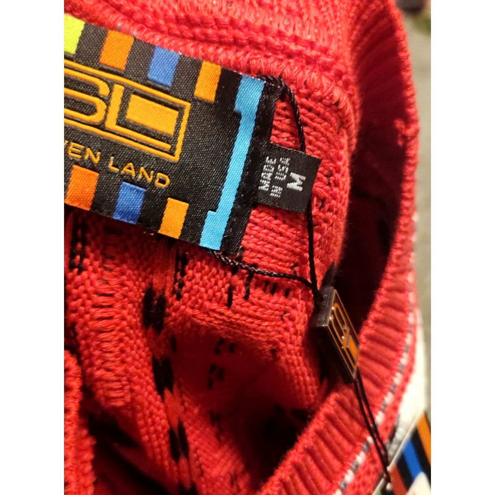 Steven Alan VINTAGE Steven Land Sweater Mens M Red Geometric 3D 90s USA Y2K Chunky NEW Size US M / EU 48-50 / 2 - 2 Thumbnail