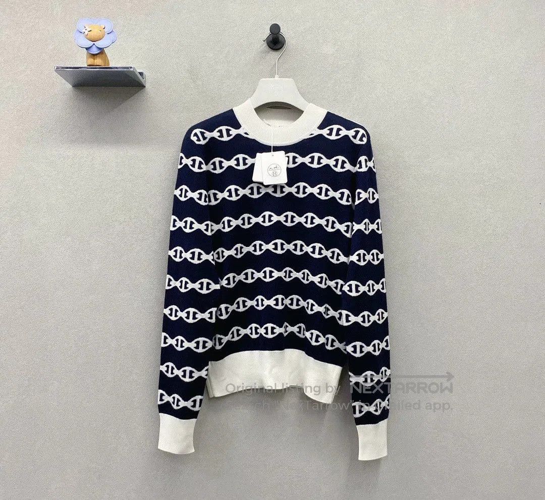 Hermes Hermes Blue Black Intarsia Crewneck Sweater. Size US S / EU 44-46 / 1 - 2 Thumbnail