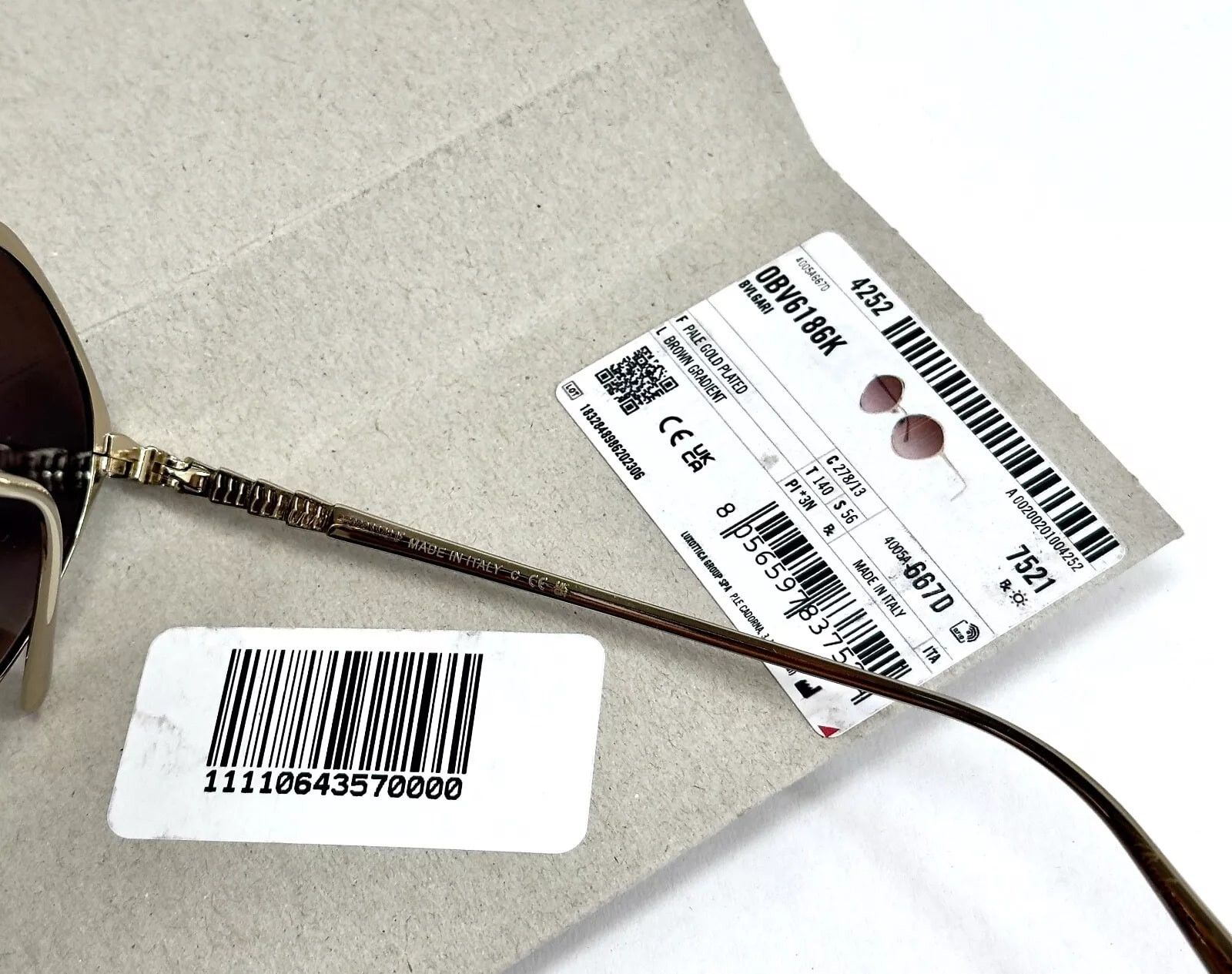 Bvlgari BVLGARI Le Gemme 6186 Brown Pale Gold Plated Round BV6186K Size ONE SIZE - 8 Thumbnail