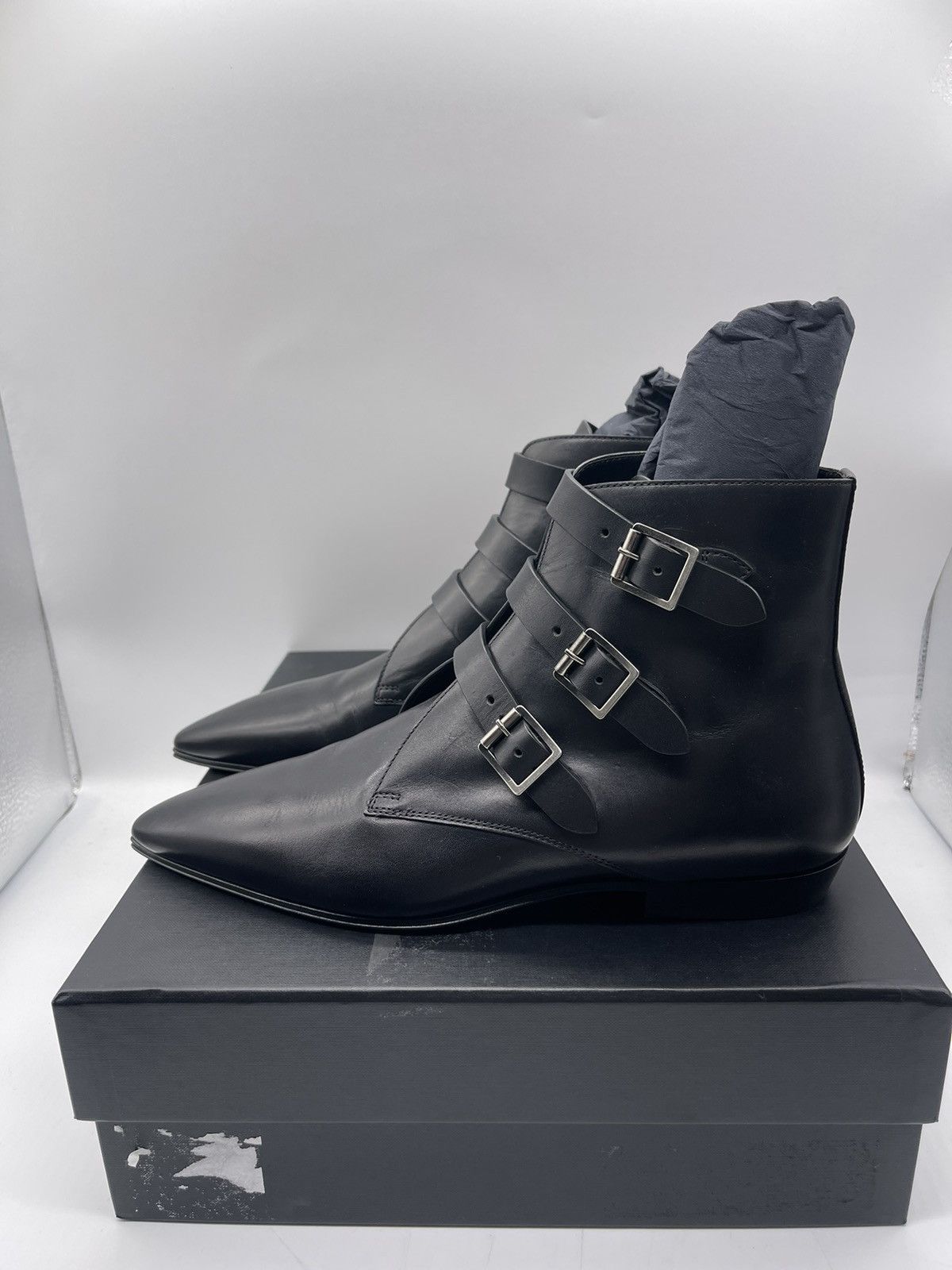 Saint Laurent Paris Men's Saint Laurent Pointed Toe Buckle Strapped Boots Size US 8 / EU 41 - 2 Thumbnail