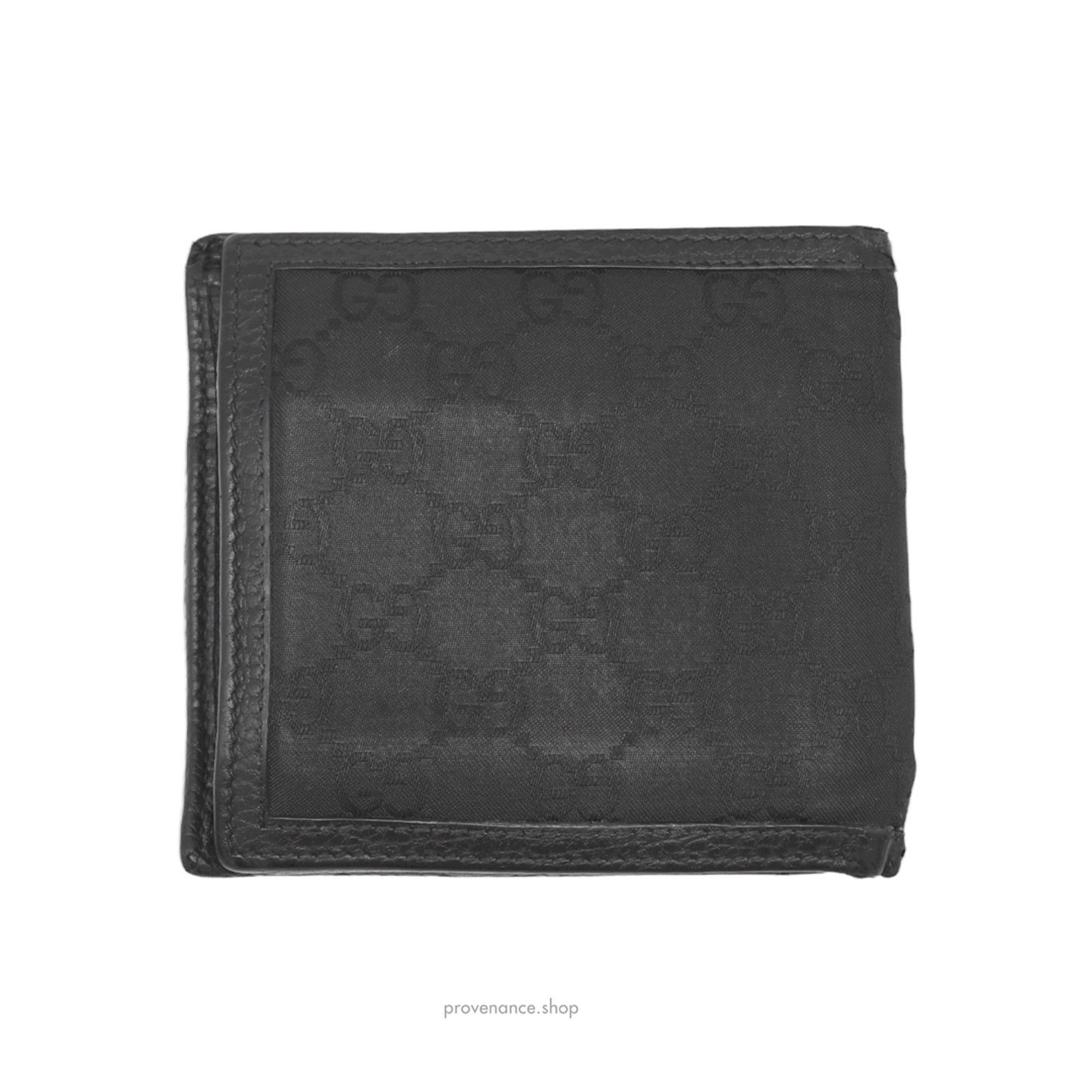 ? Gucci Bifold Wallet - Black GG Canvas with Leather Trim