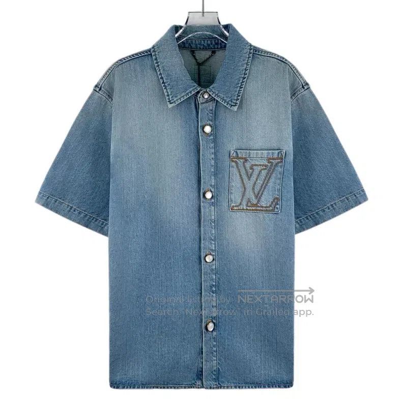 Louis Vuitton Louis Vuitton 25 blue washed logo embroidered cotton lapel Size US L / EU 52-54 / 3 - 1 Thumbnail