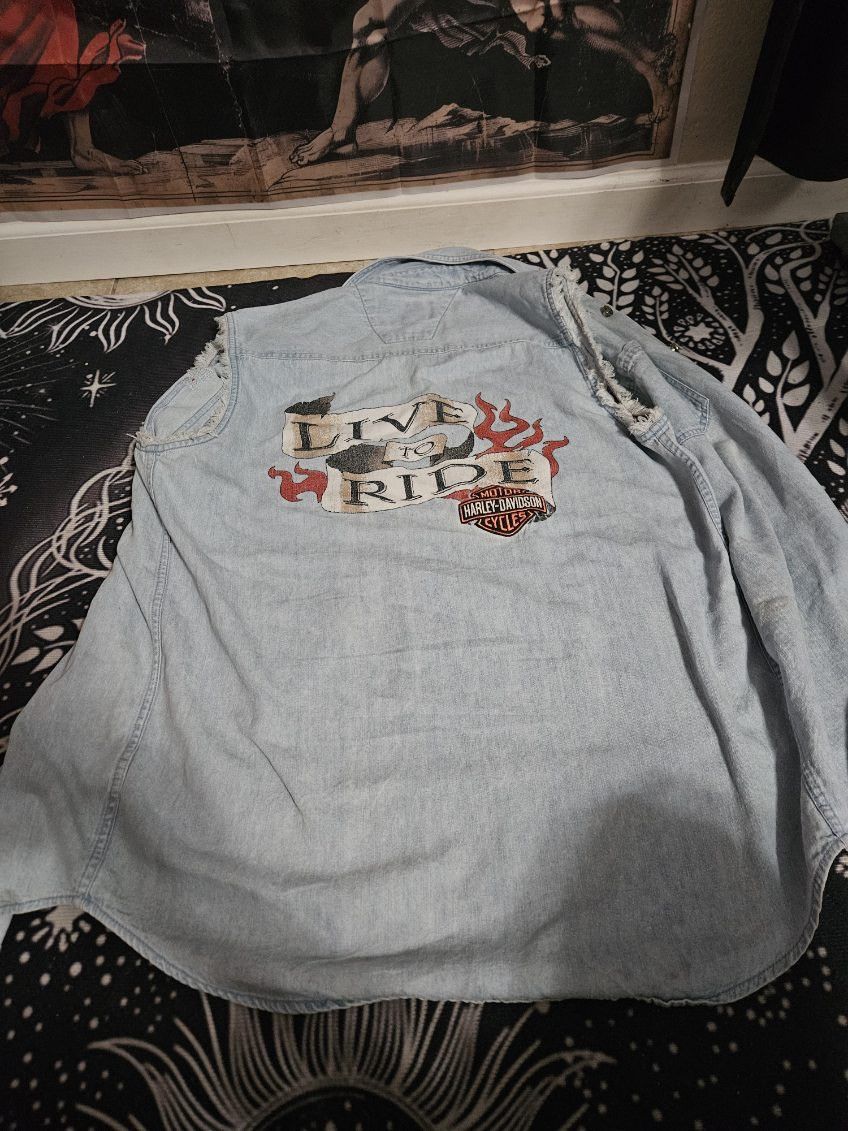 Harley Davidson Harley Davidson Live To Ride Denim Jacket Size US L / EU 52-54 / 3 - 2 Thumbnail