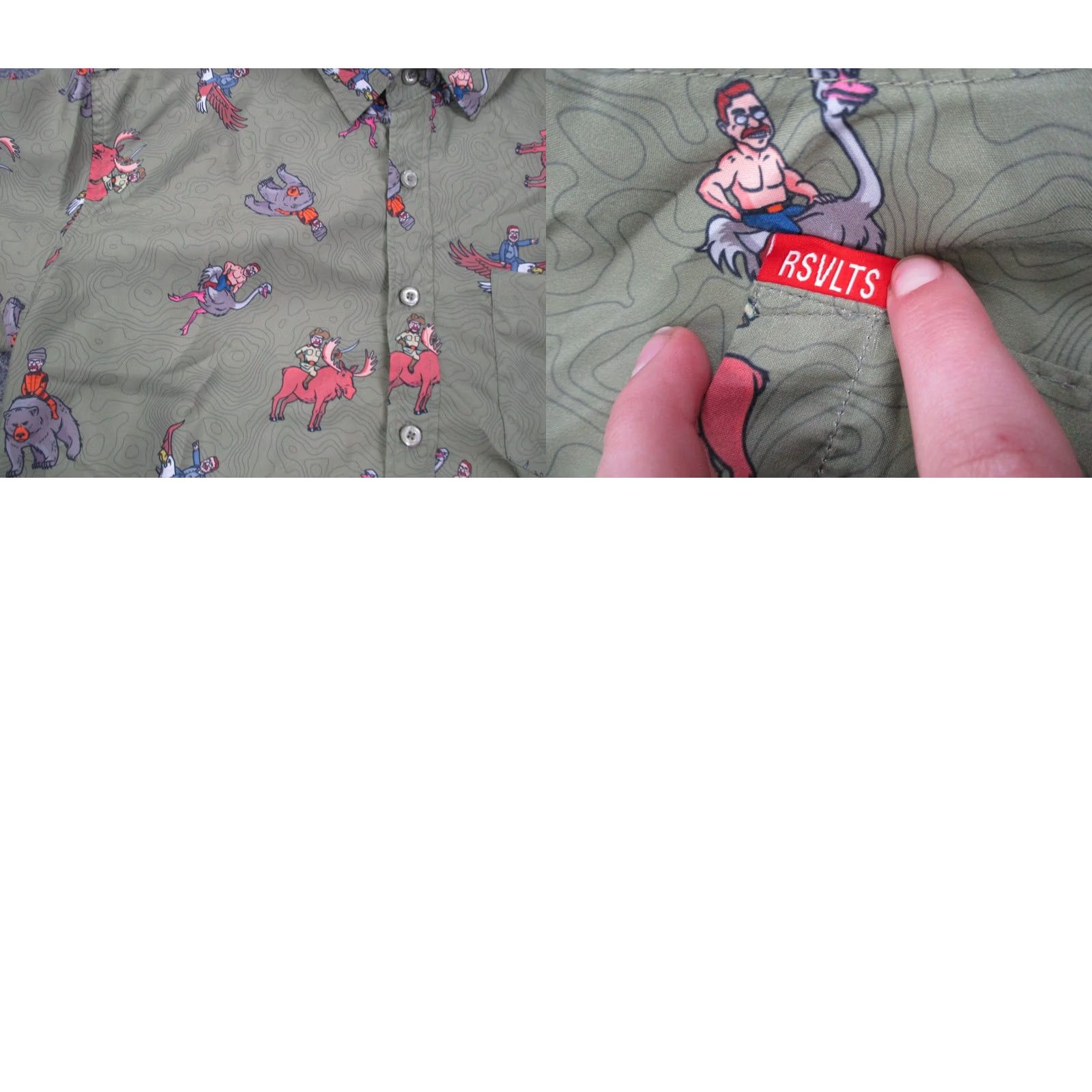 Olive RSVLTS Sandlot Shirt Mens M Regular Fit Roosevelts Preppy Graphic Olive Green Shirt Size US M / EU 48-50 / 2 - 9 Thumbnail