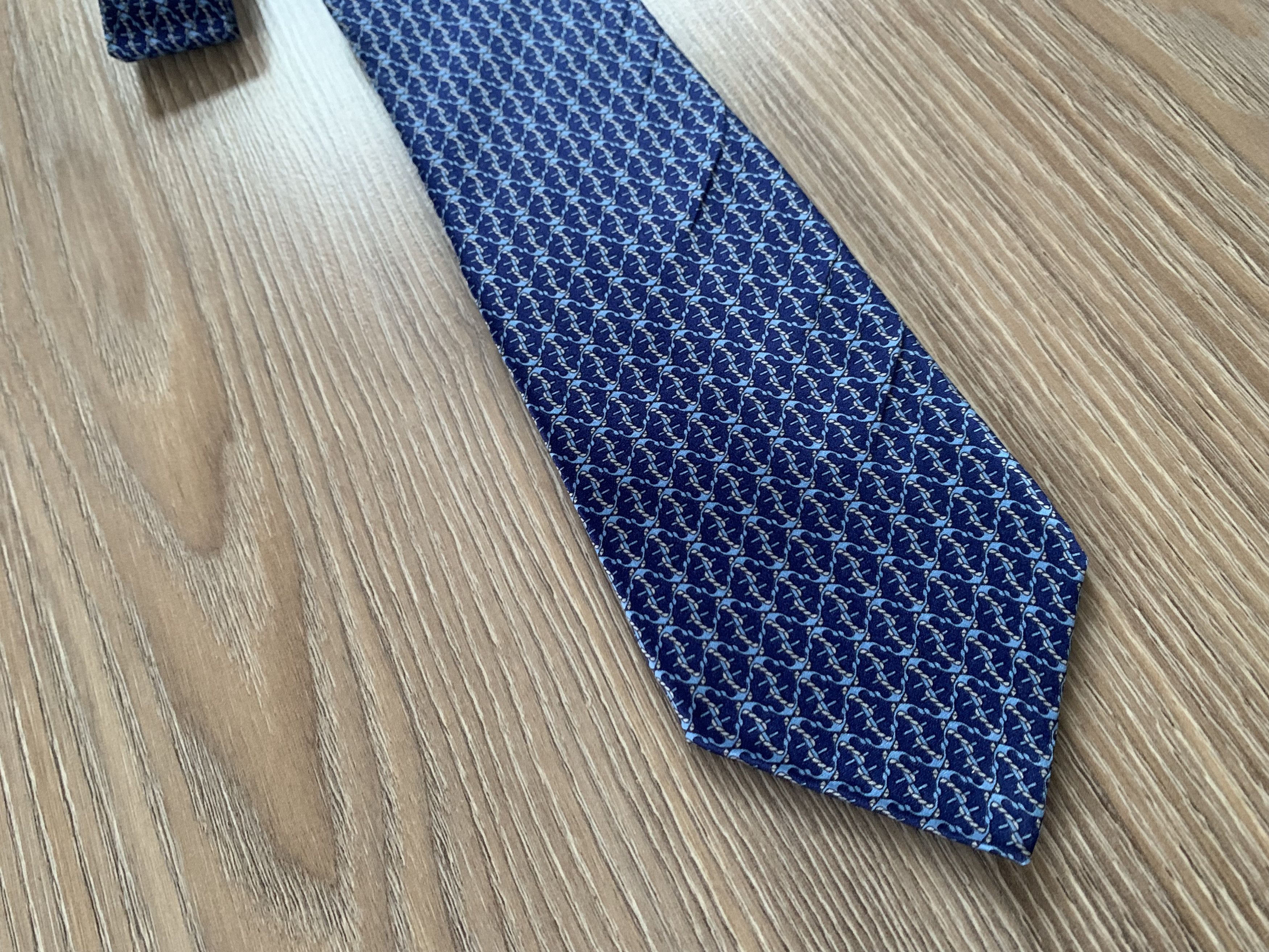 Lanvin Lanvin Paris Vintage Blue Patterned Silk Tie Size ONE SIZE - 3 Thumbnail