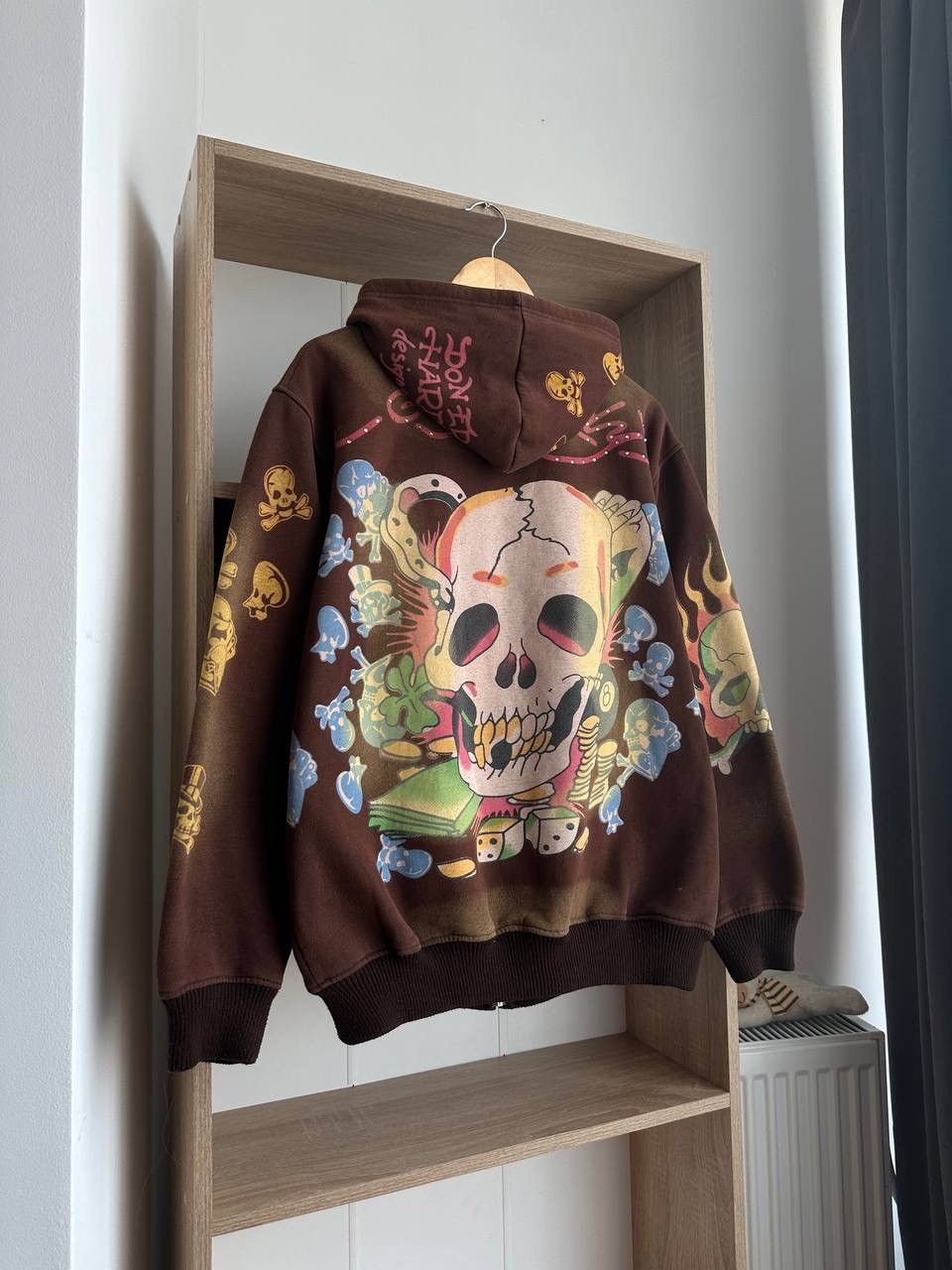 Christian Audigier × Ed Hardy × Vintage Vintage Ed Hardy Christian Audigier Brown Hoodie Size US XL / EU 56 / 4 - 22 Thumbnail