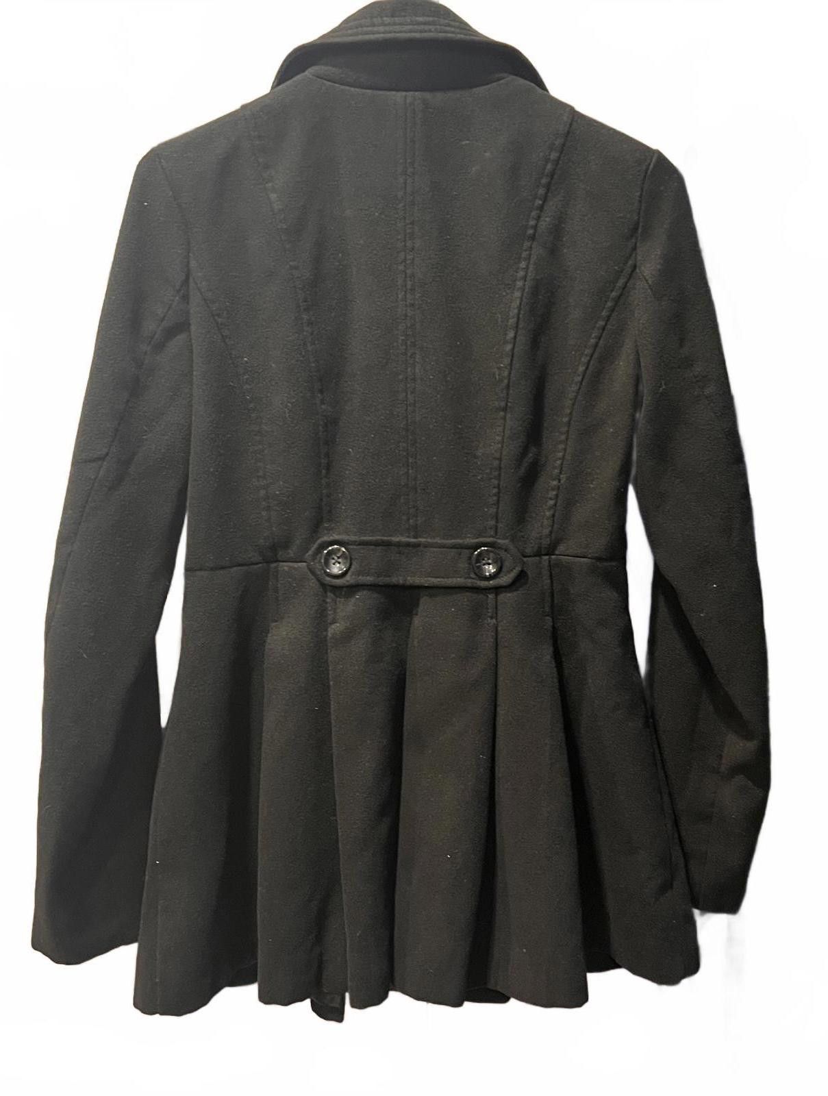 Unknown London Black Women's Double-Breasted Peacoat with Pleated Back Size M / US 6-8 / IT 42-44 - 2 Thumbnail
