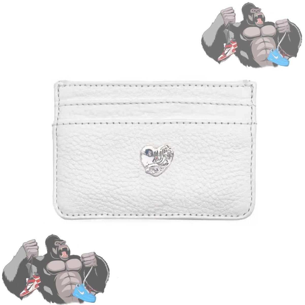 Chrome Hearts White Heart Card Holder