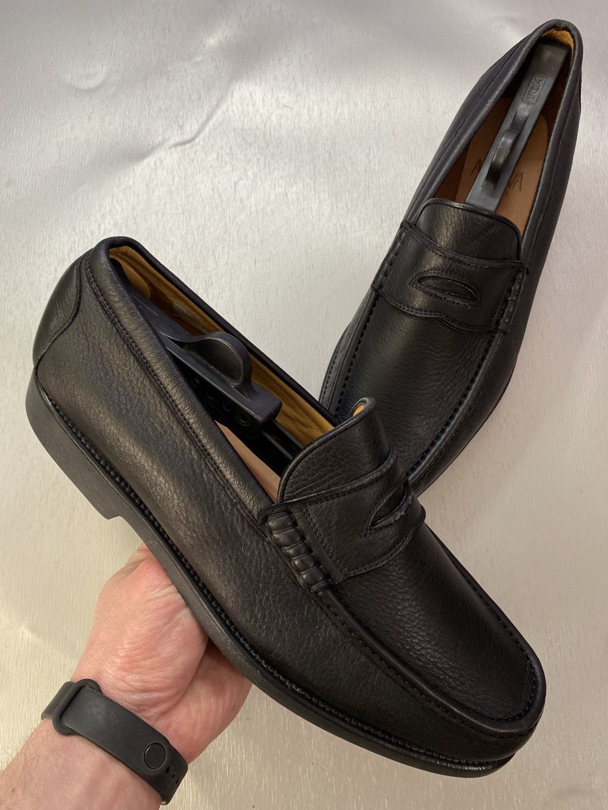 Other Aldo Brue Attiva Men's Black Grain Leather Penny Loafers. Size US 11 / EU 44 - 1 Thumbnail
