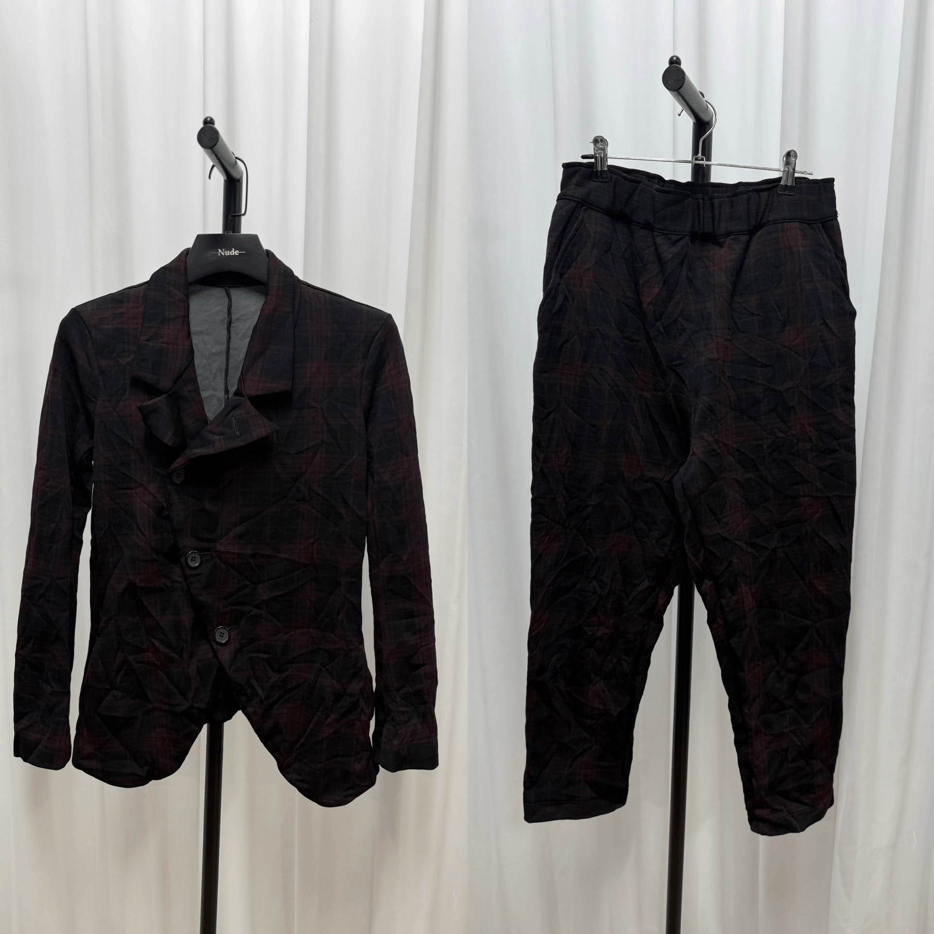 Y's Y's Red and Black Checkered Set Size M / US 6-8 / IT 42-44 - 1 Thumbnail