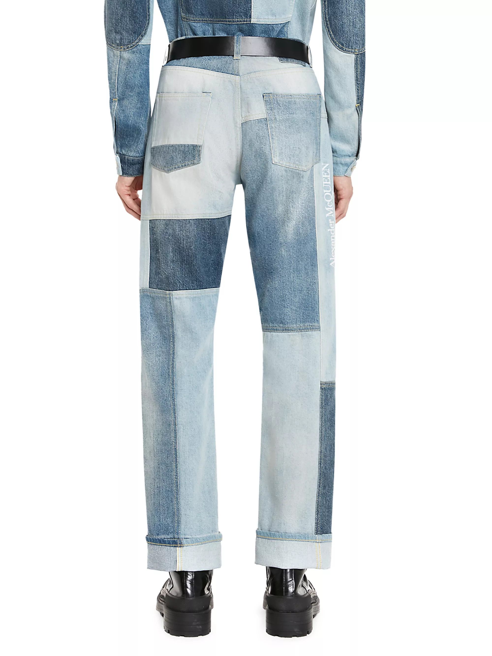 Alexander McQueen Patchwork Straight-Fit Wide-Leg Jeans Size US 34 / EU 50 - 2 Thumbnail