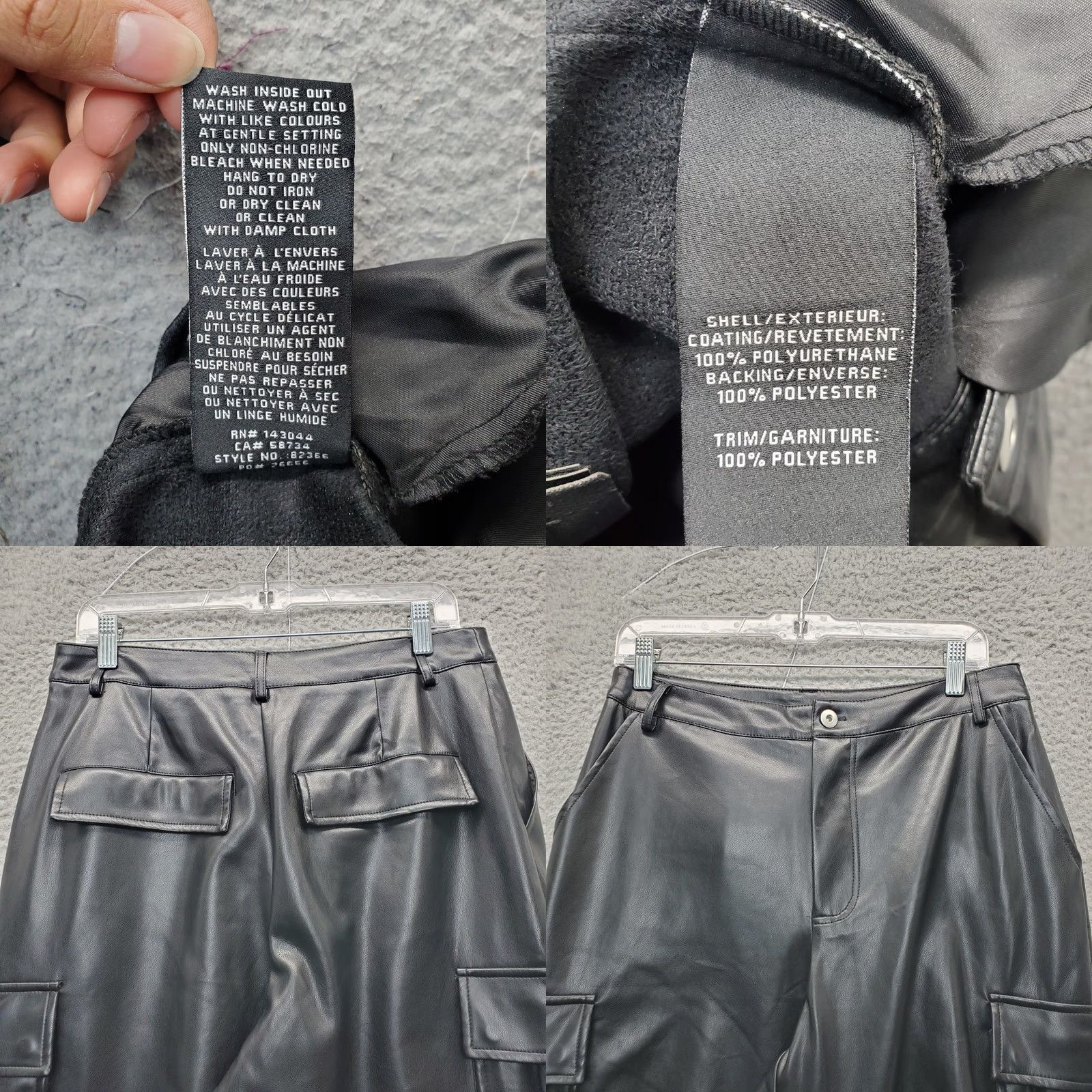 7 For All Mankind 7 For All Mankind Mens Faux Leather Cargo Pants M Black Fleece Lined Straight Size US 31 - 8 Thumbnail