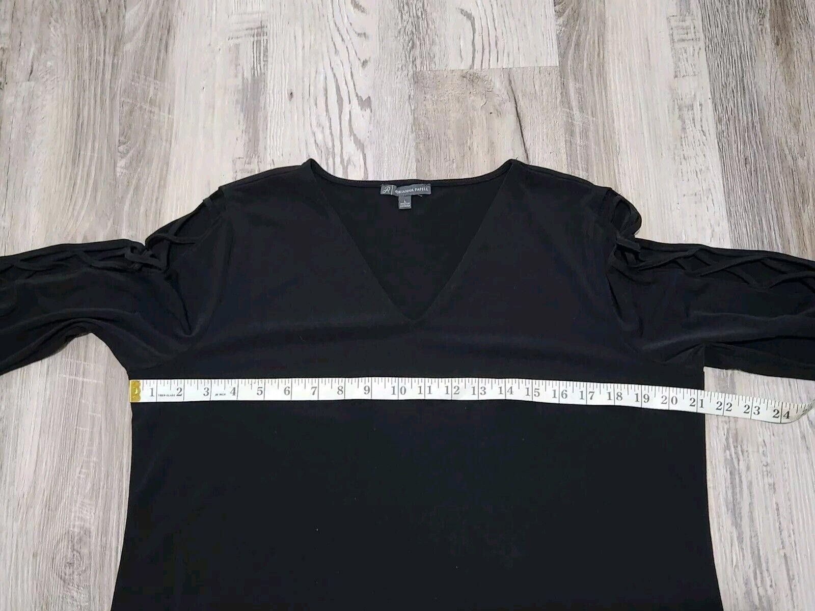 Designer Adrianna Papell Top Large Black 3/4 Sleeves Cut Out Stretch Size L / US 10 / IT 46 - 6 Thumbnail