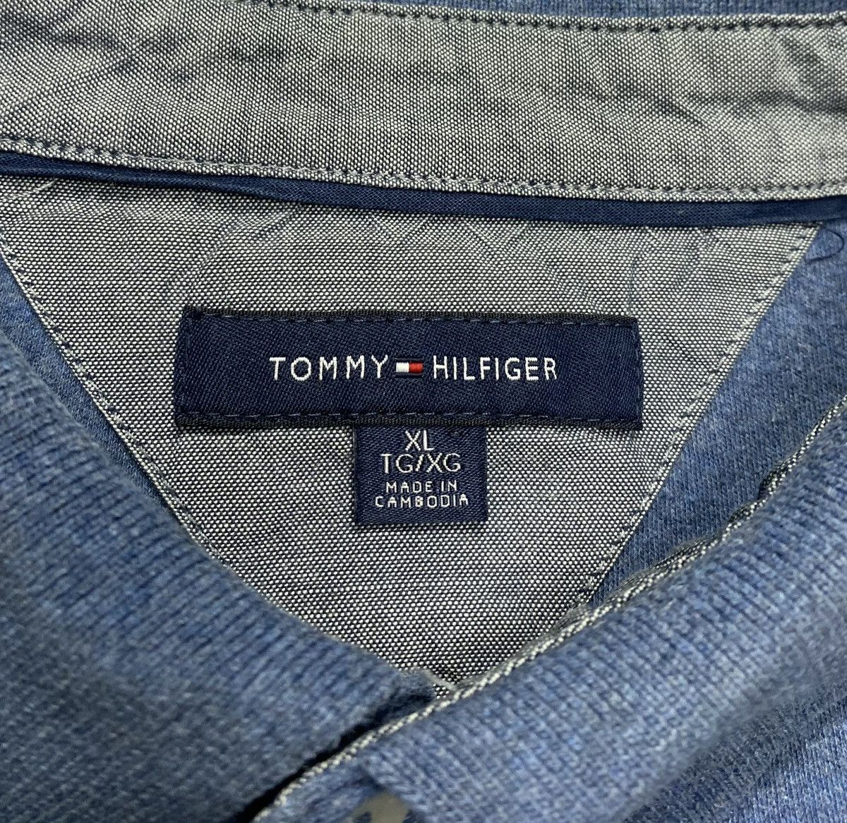 Tommy Hilfiger Vintage Tommy Hilfiger Faded Indigo Heather Polo Shirt Size US XL / EU 56 / 4 - 3 Thumbnail