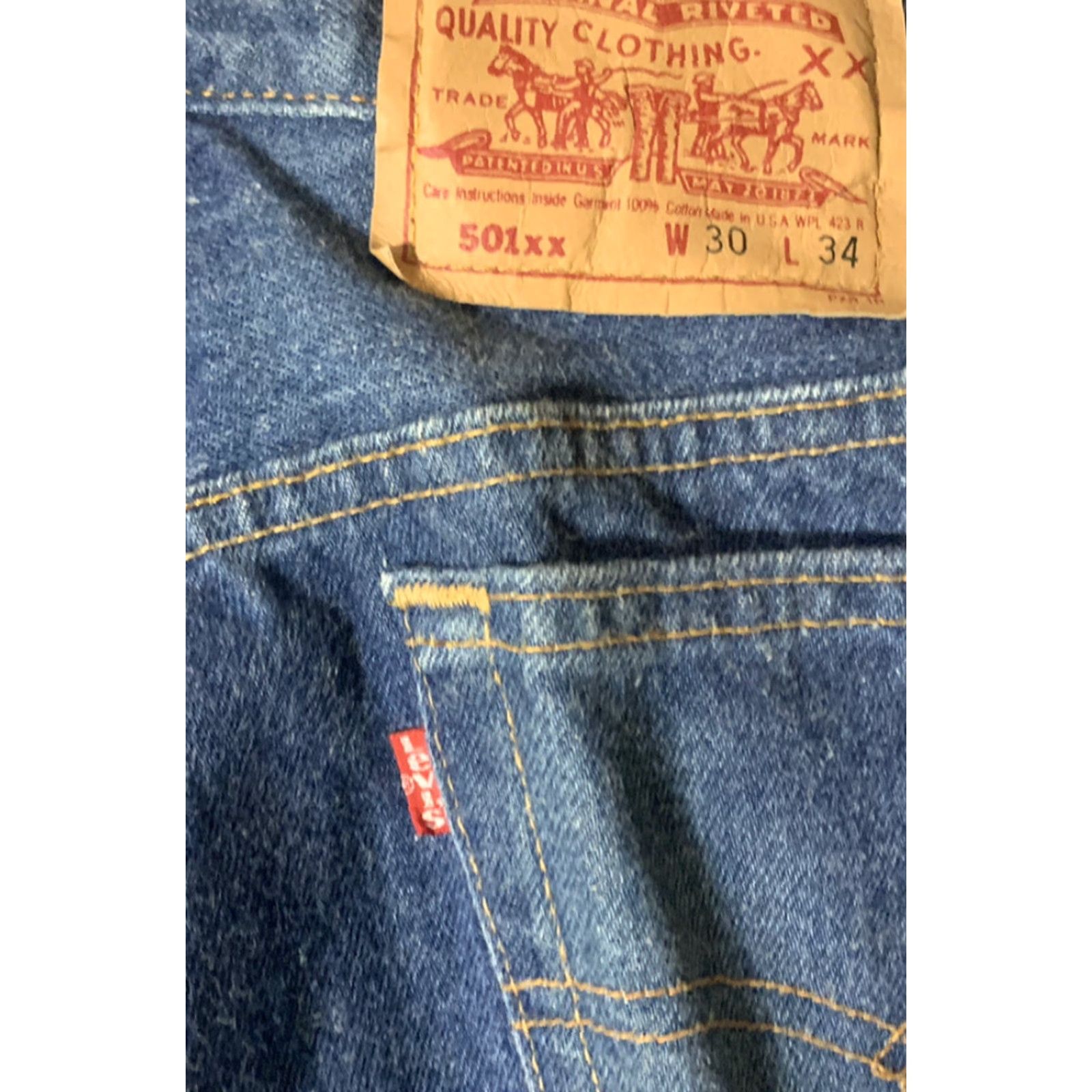 Levi's VINTAGE Levi's 501xx Button Fly Straight Jeans Men's Size 28 X 32 Dark Blue Size US 28 / EU 44 - 3 Thumbnail