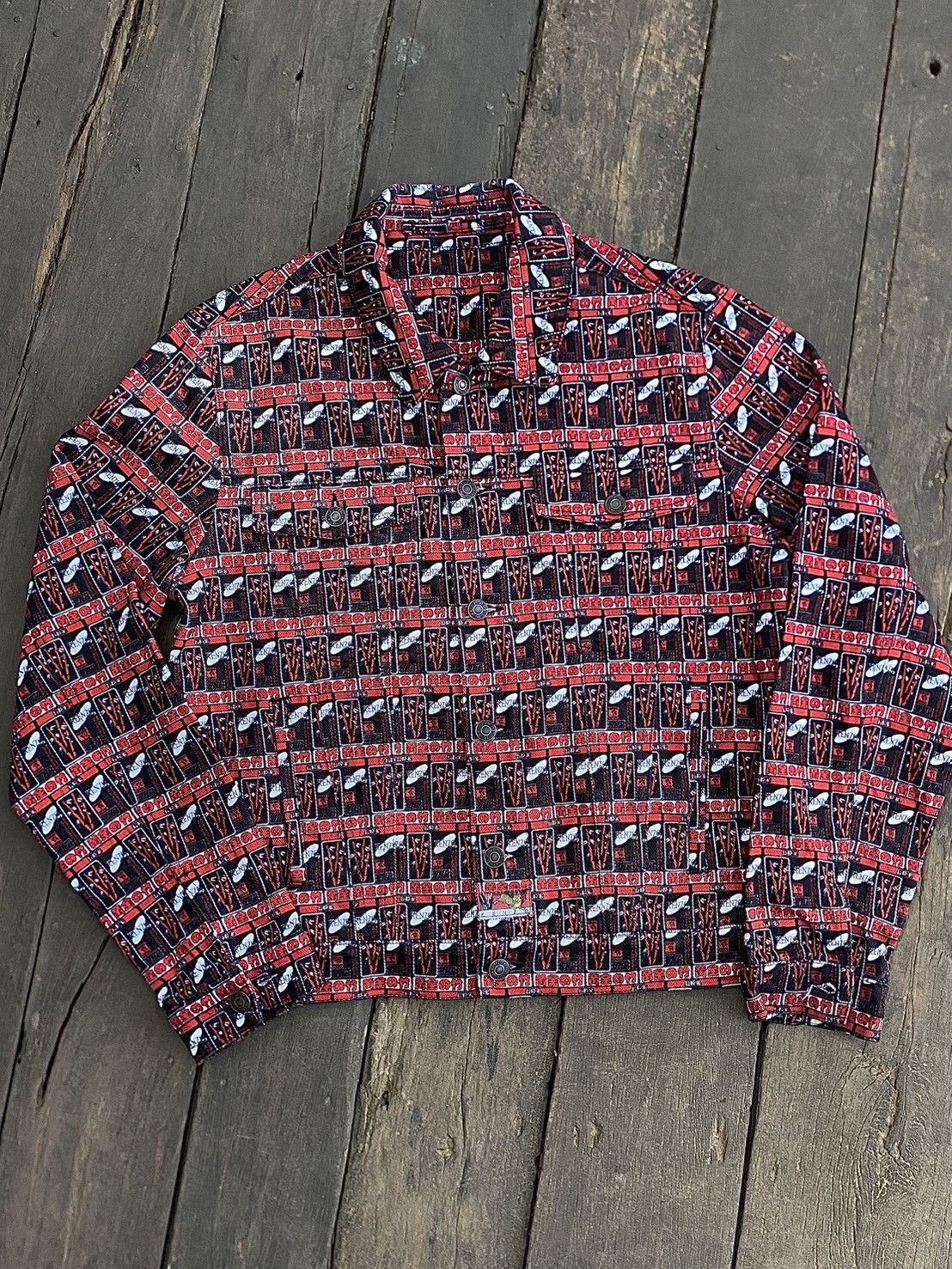 Kenzo Rare SS19 Kenzo Paris AOP rice bag punk style trucker jacket Size US S / EU 44-46 / 1 - 1 Thumbnail