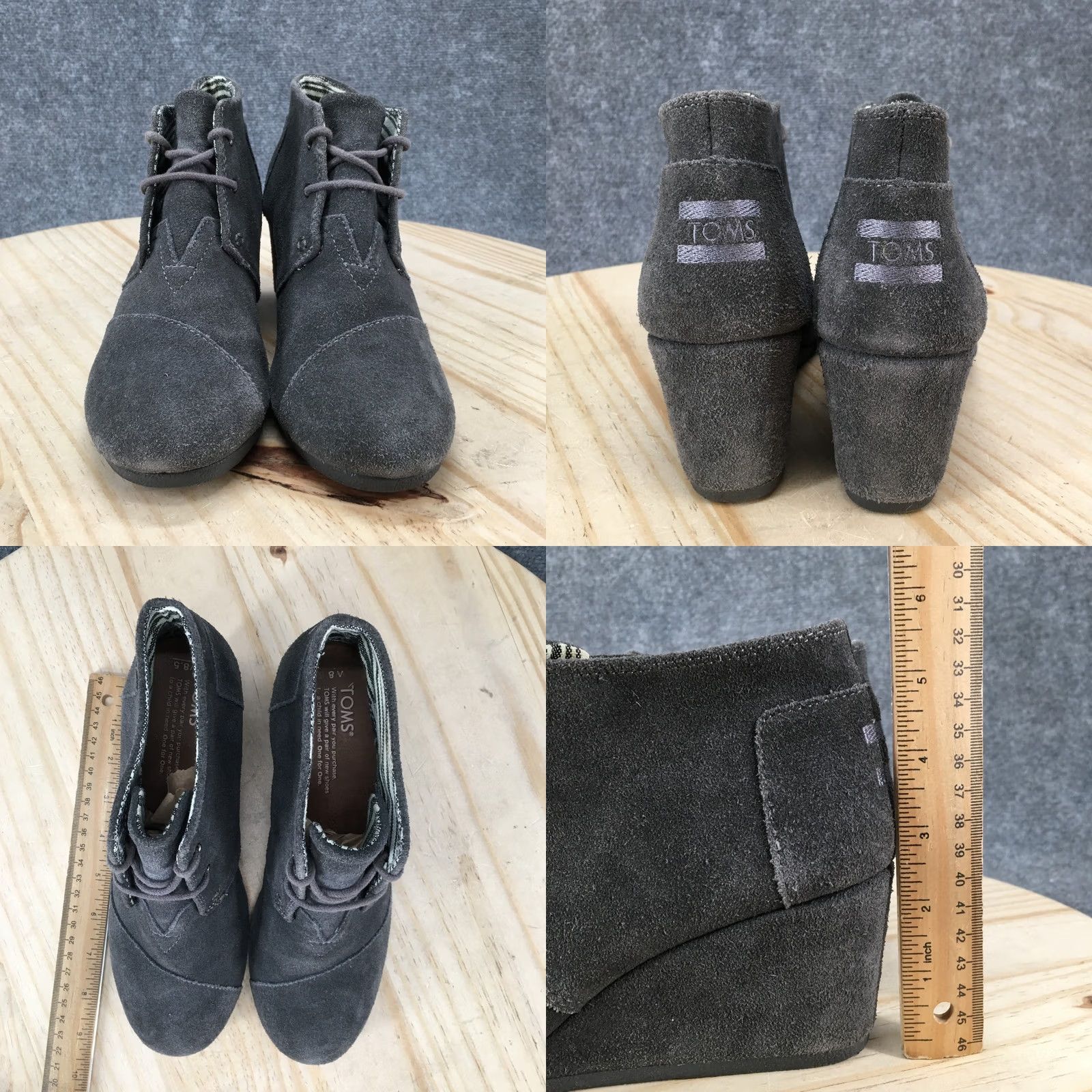 Toms TOMS Boots Womens 8.5 Desert Gray Lace Up Comfort Wedge Heels Ankle Top Bootie Mens? Size M / US 6-8 / IT 42-44 - 8 Thumbnail