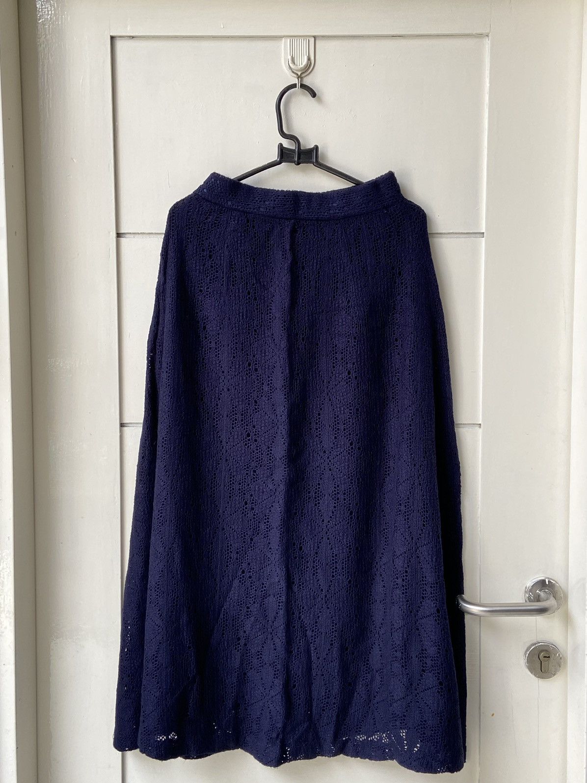Issey Miyake IS Issey Miyake Navy Brokat Skirt Size 22" - 4 Thumbnail