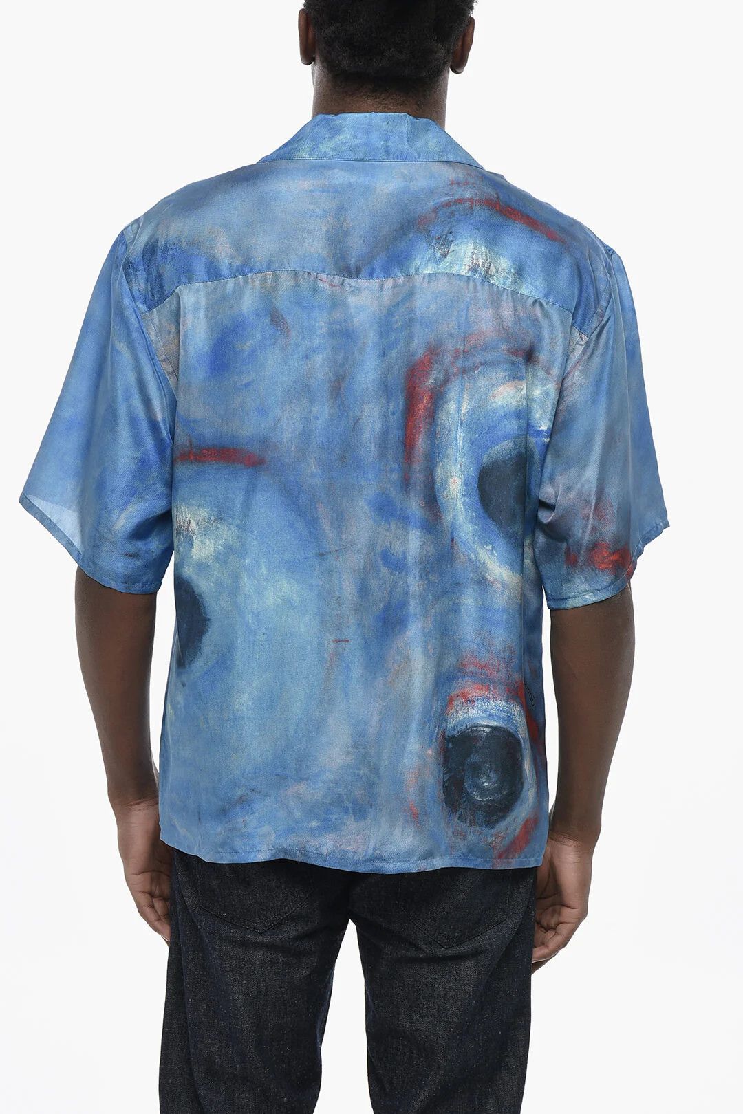 Marni og1mm0326 Printed Silk Bowling Shirt in Blue Size US L / EU 52-54 / 3 - 2 Thumbnail