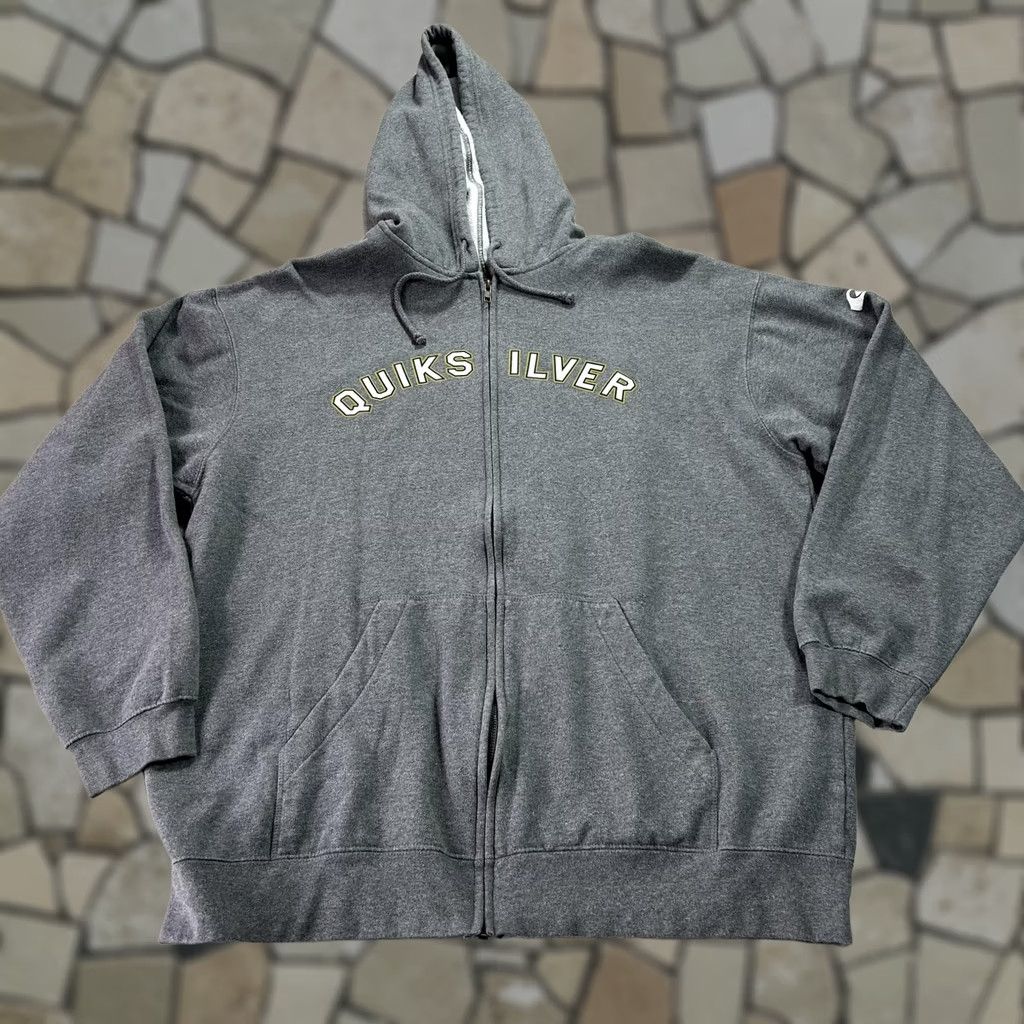 Quiksilver Quiksilver Hoodie Mens XL Gray Full Zip Fleece Sweatshirt Spell Out Chest Logo Size US XL / EU 56 / 4 - 1 Thumbnail