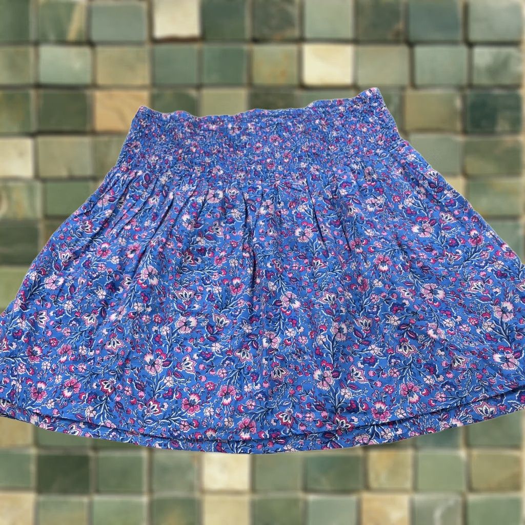 J. Jill J.Jill Skirt (PL) Pull On Elastic Mini Floral All Over Print Blue - Cotton, 100% - Short, Women's, Petite, Casual/Travel, Machine Washable Size 36" / US 14 / IT 50 - 1 Thumbnail
