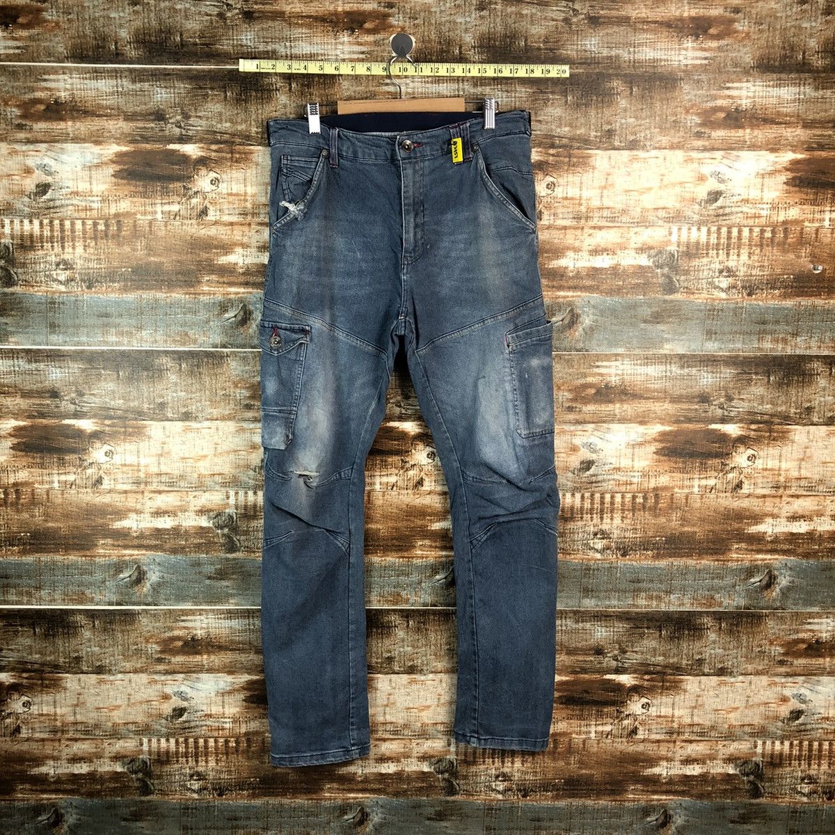 Japanese Brand Field Core Blue Distressed ripped Denim Pants #A2151 Size US 34 / EU 50 - 1 Thumbnail