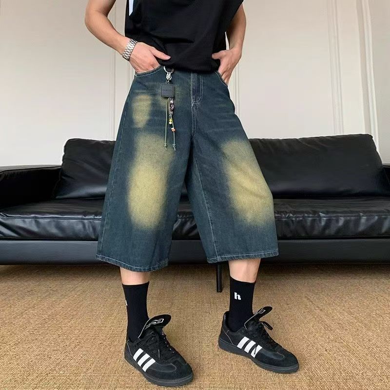 Jean Blue street washed vintage distressed denim shorts Size US 32 / EU 48 - 2 Thumbnail