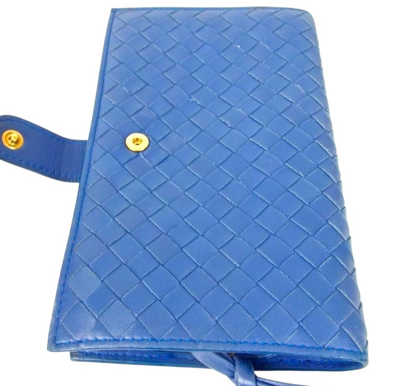 Bottega Veneta Bottega Veneta Intrecciato Leather Wallet Blue Handmade Size ONE SIZE - 2 Thumbnail