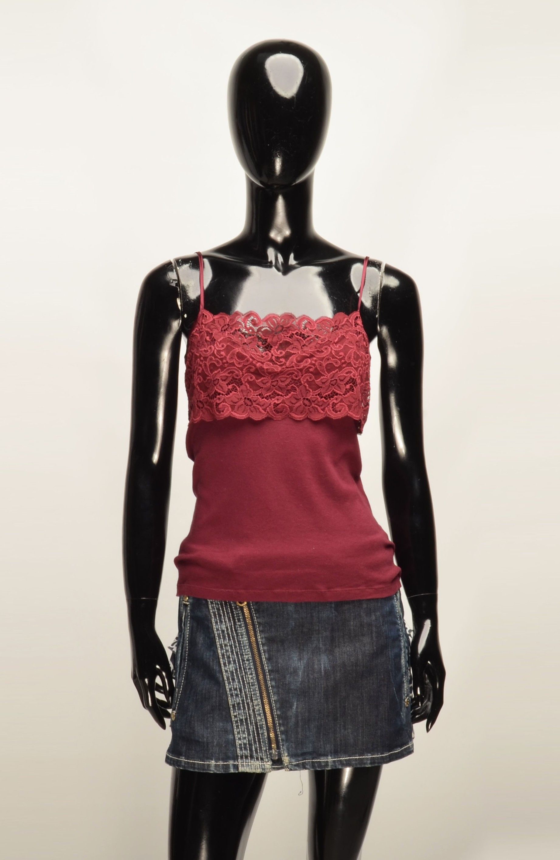 Hanro of Switzerland Burgundy Lace Cami Tank Top