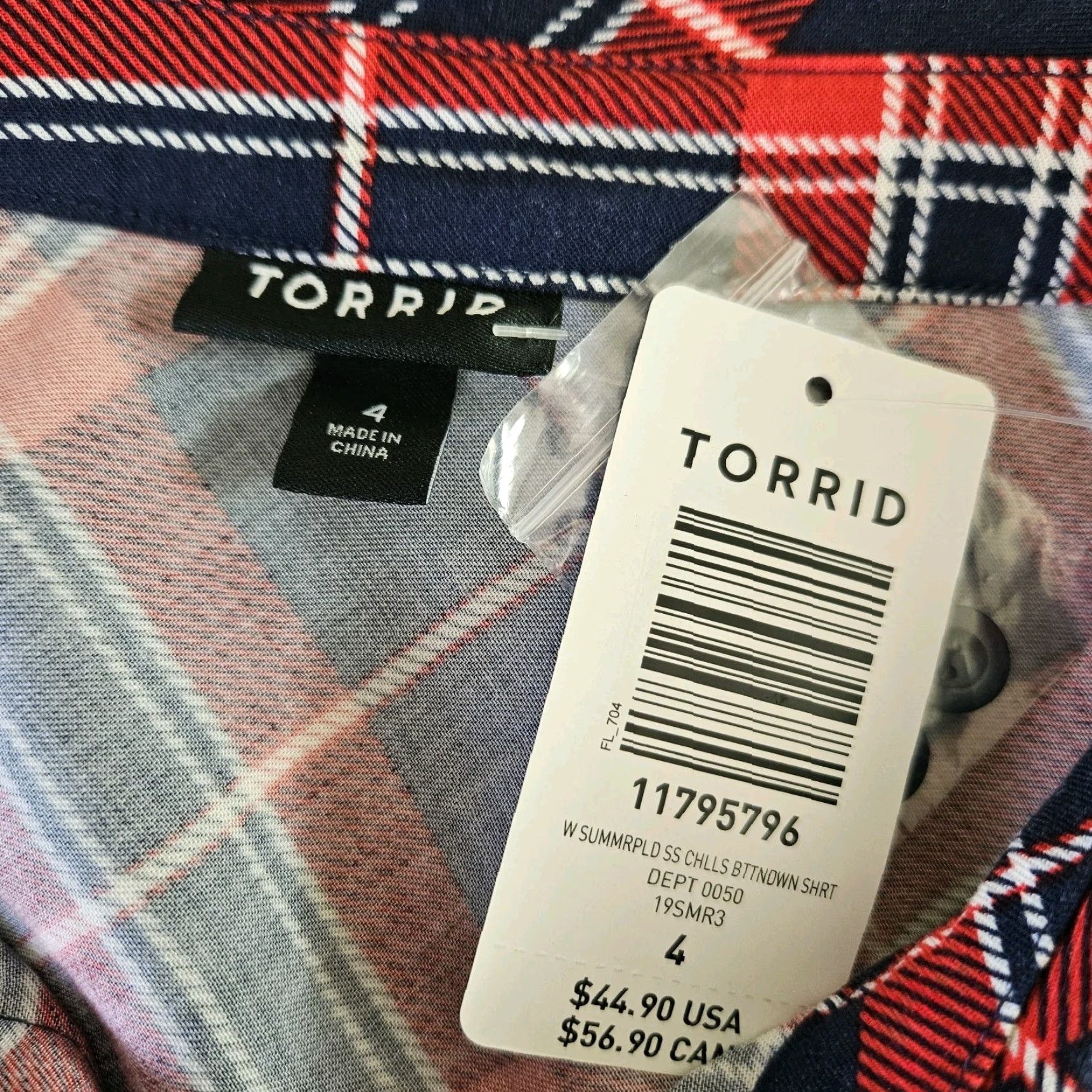 Torrid Torrid Button-Up Shirt Womens Stretch Challis Plaid Red Blue Sz 4X Rayon Short Sleeve Collared Vintage: No Mens Womens Girls Size XXL / US 16-18 / IT 52-54 - 5 Thumbnail