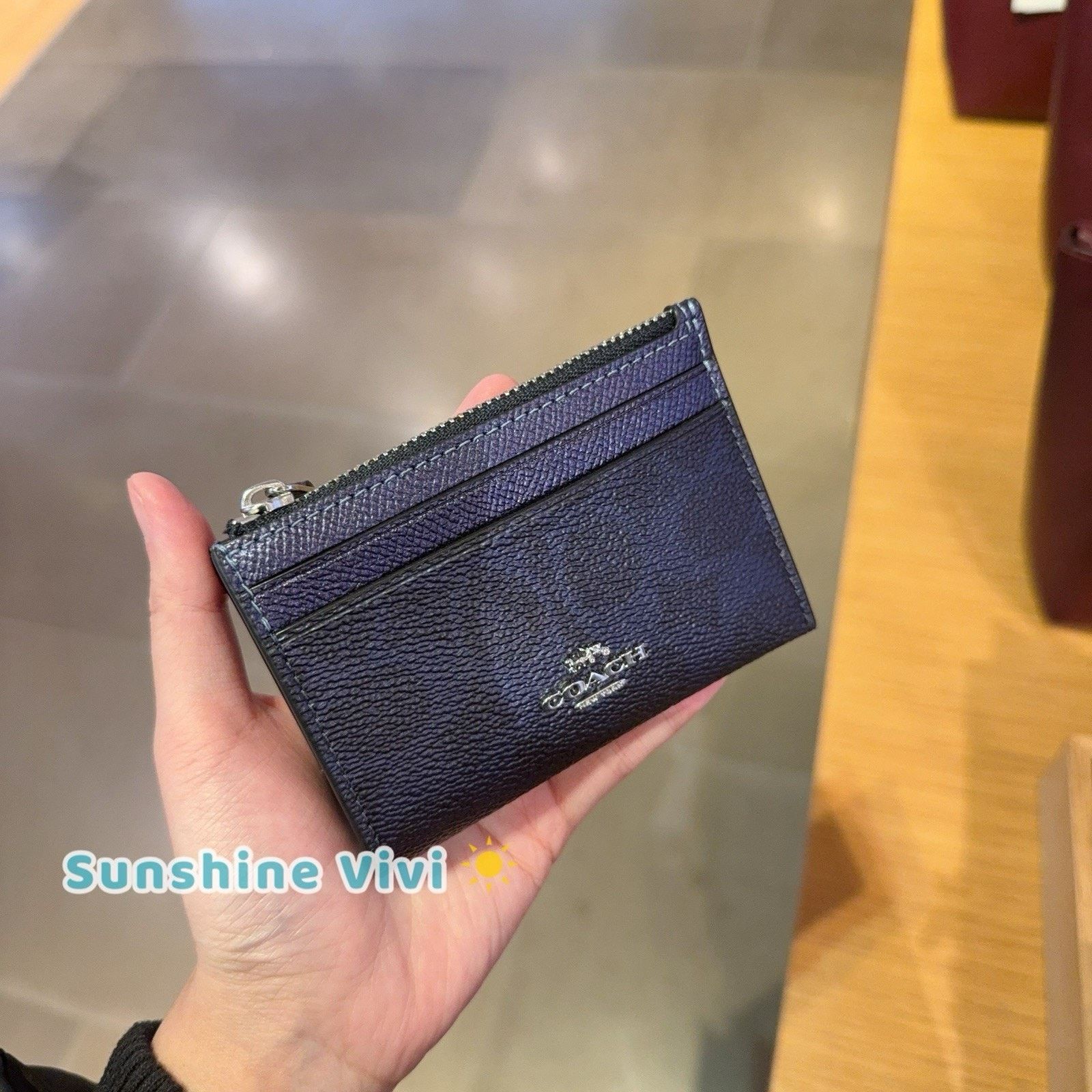 NWT Coach Mini Skinny Id Case Canvas CCS50 Navy Blue
