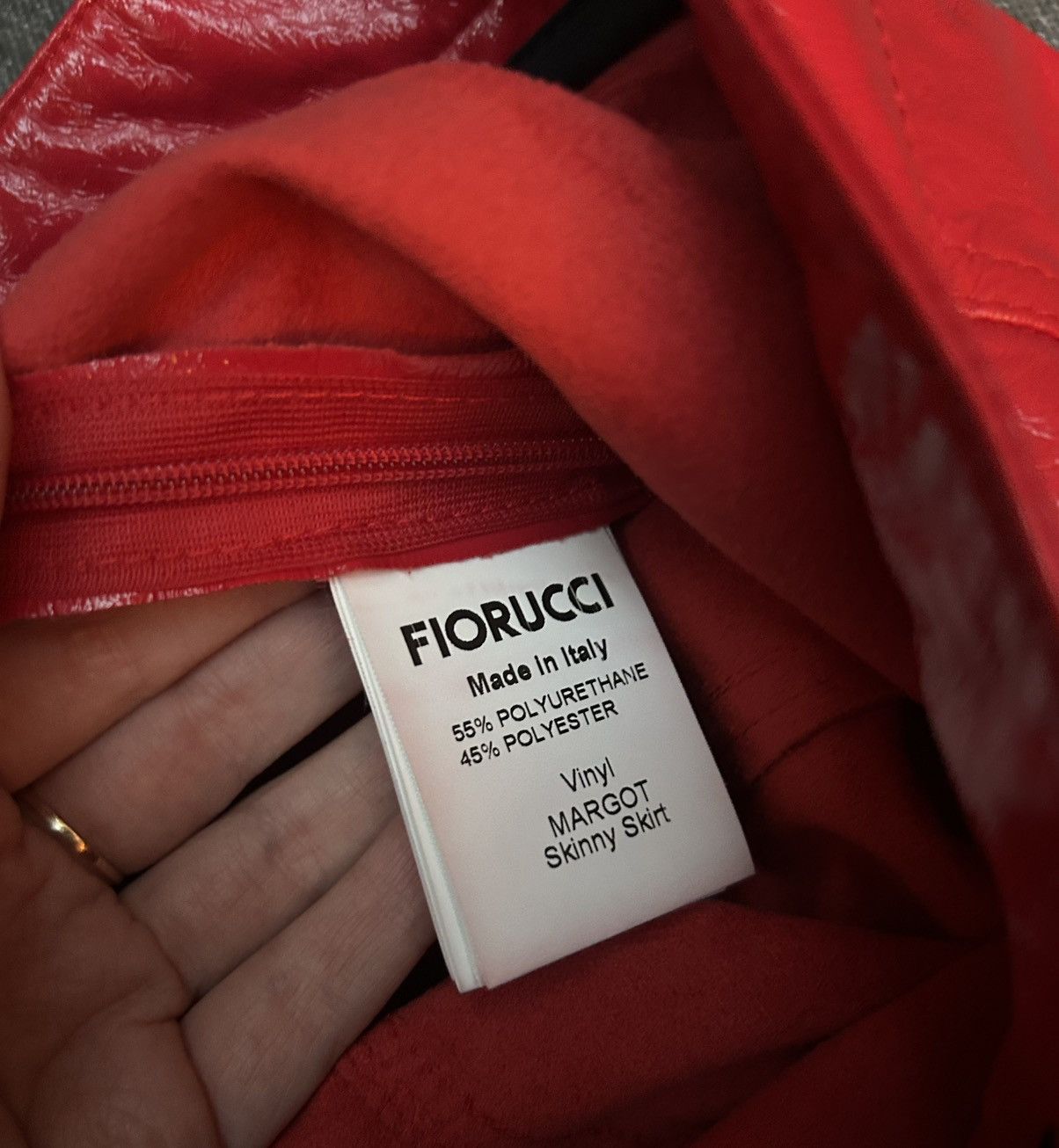 Fiorucci FIORUCCI Red Vinyl Margot Skinny Skirt Size 24 Made In Italy Size 24" / US 00 / IT 34 - 6 Thumbnail