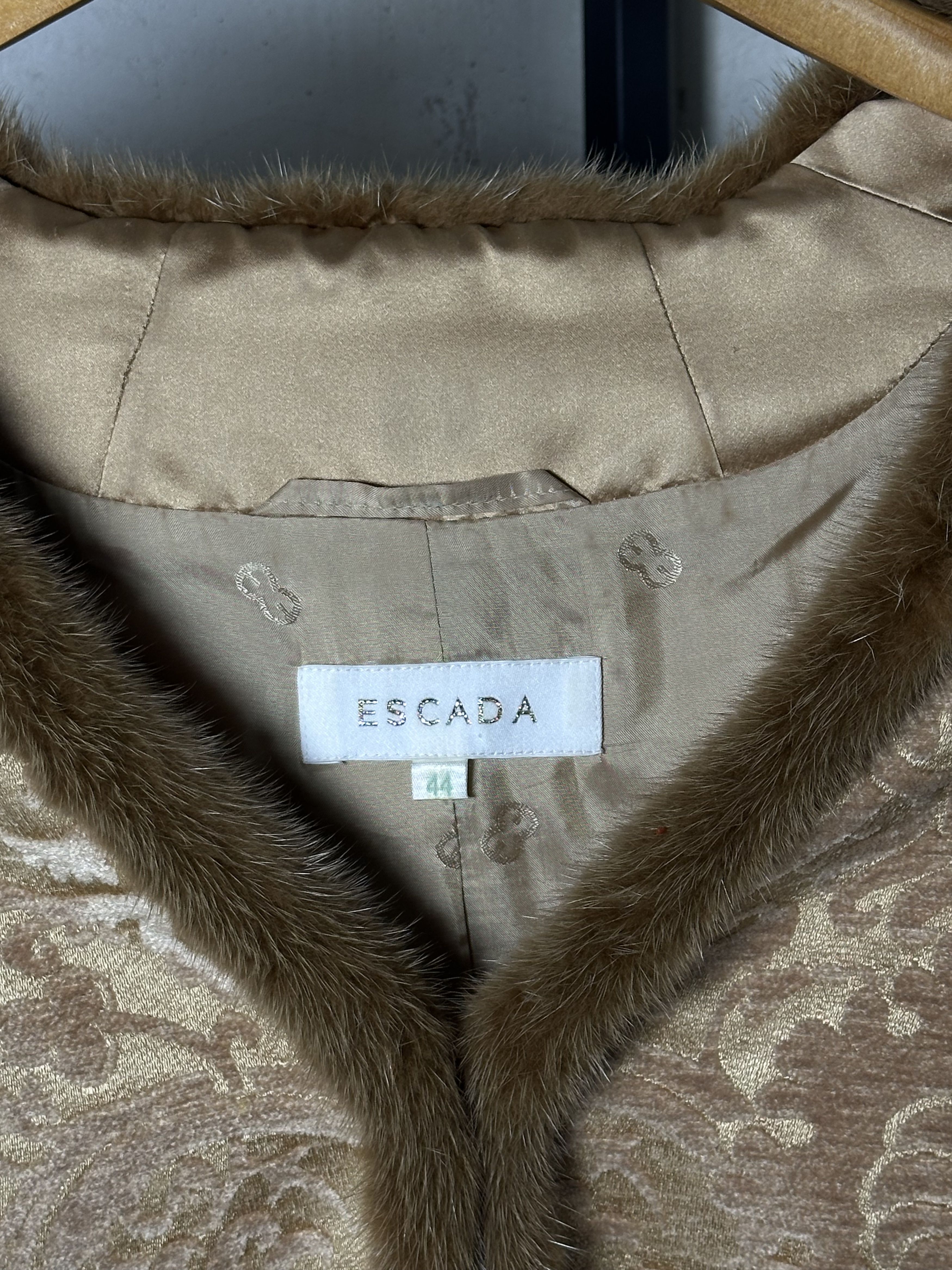 Escada ESCADA Gold Toned Brocade Jacket w/ Mink Fur Trim Size M / US 6-8 / IT 42-44 - 3 Thumbnail
